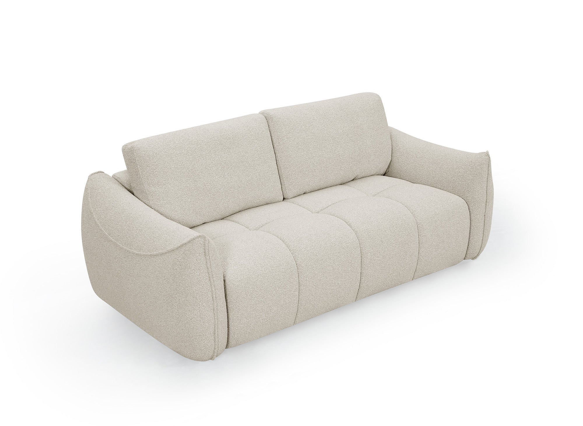 EZRA 3-Sitzer-Sofa mit festem Sitz in beigefarbenem Bouclé-Stoff