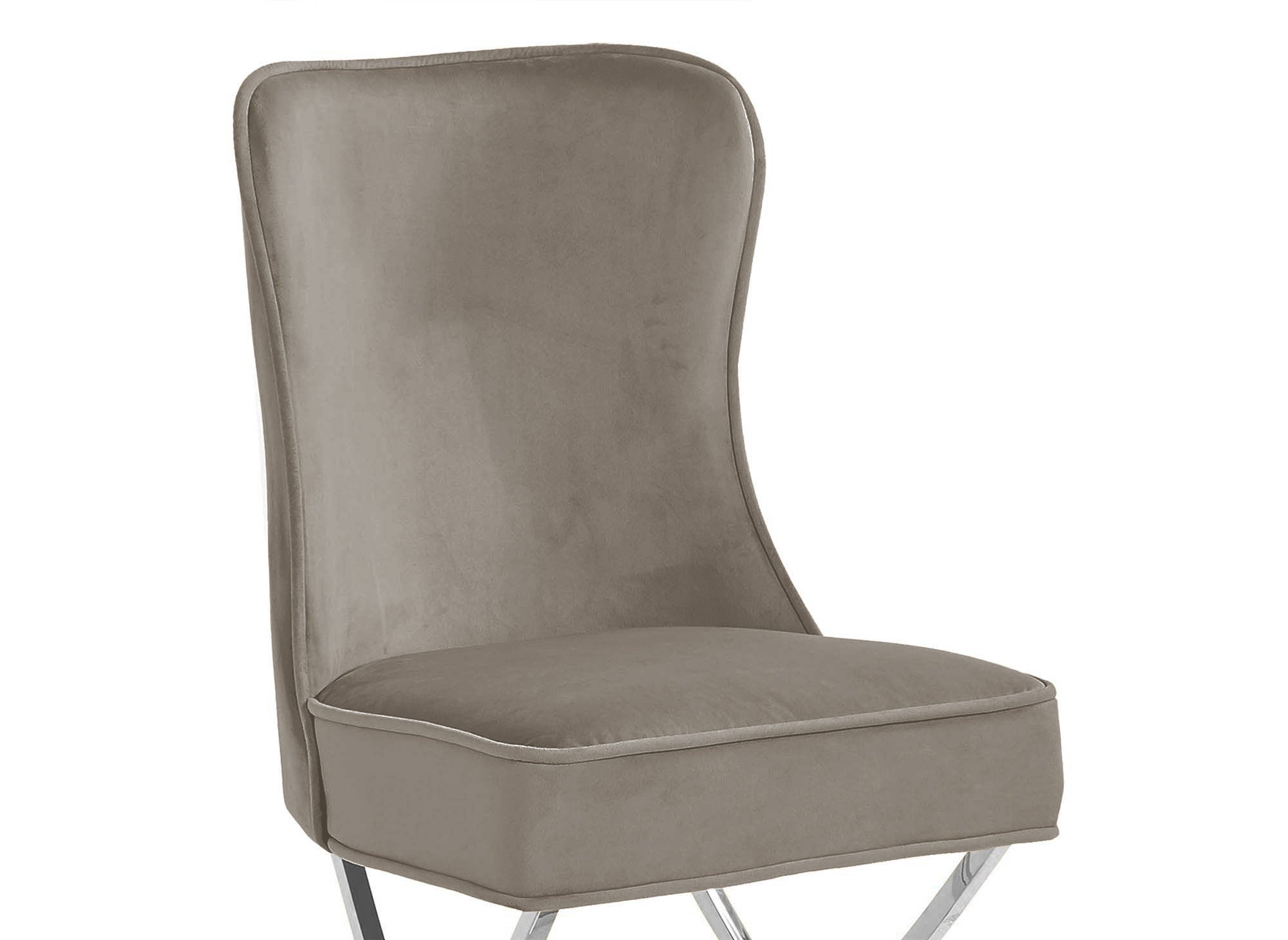 2er-Set beige Samtstühle mit silbernen Metallbeinen ETHAN