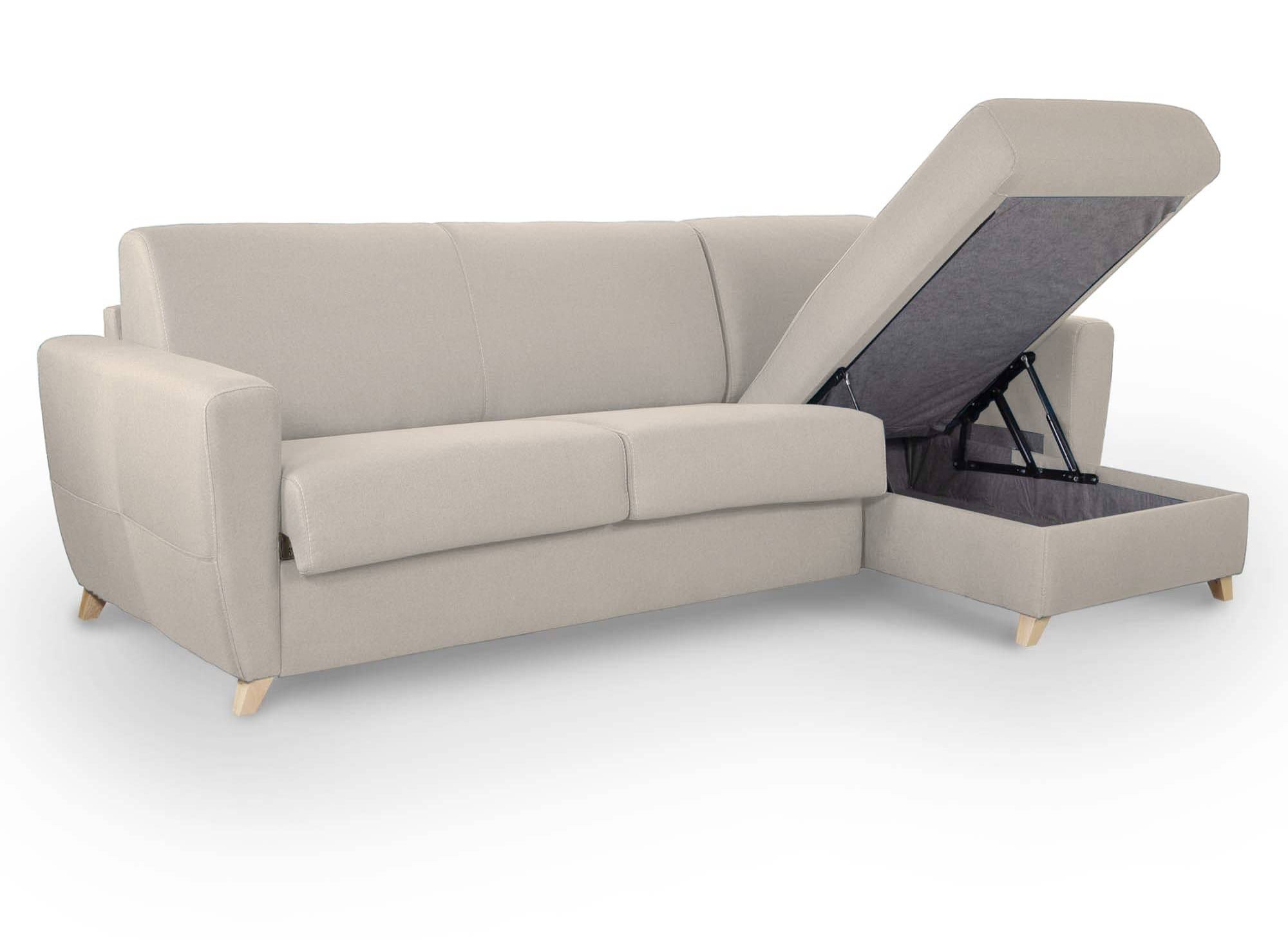Skandinavisches, umkehrbares Ecksofa TOBIAS aus beigem Stoff