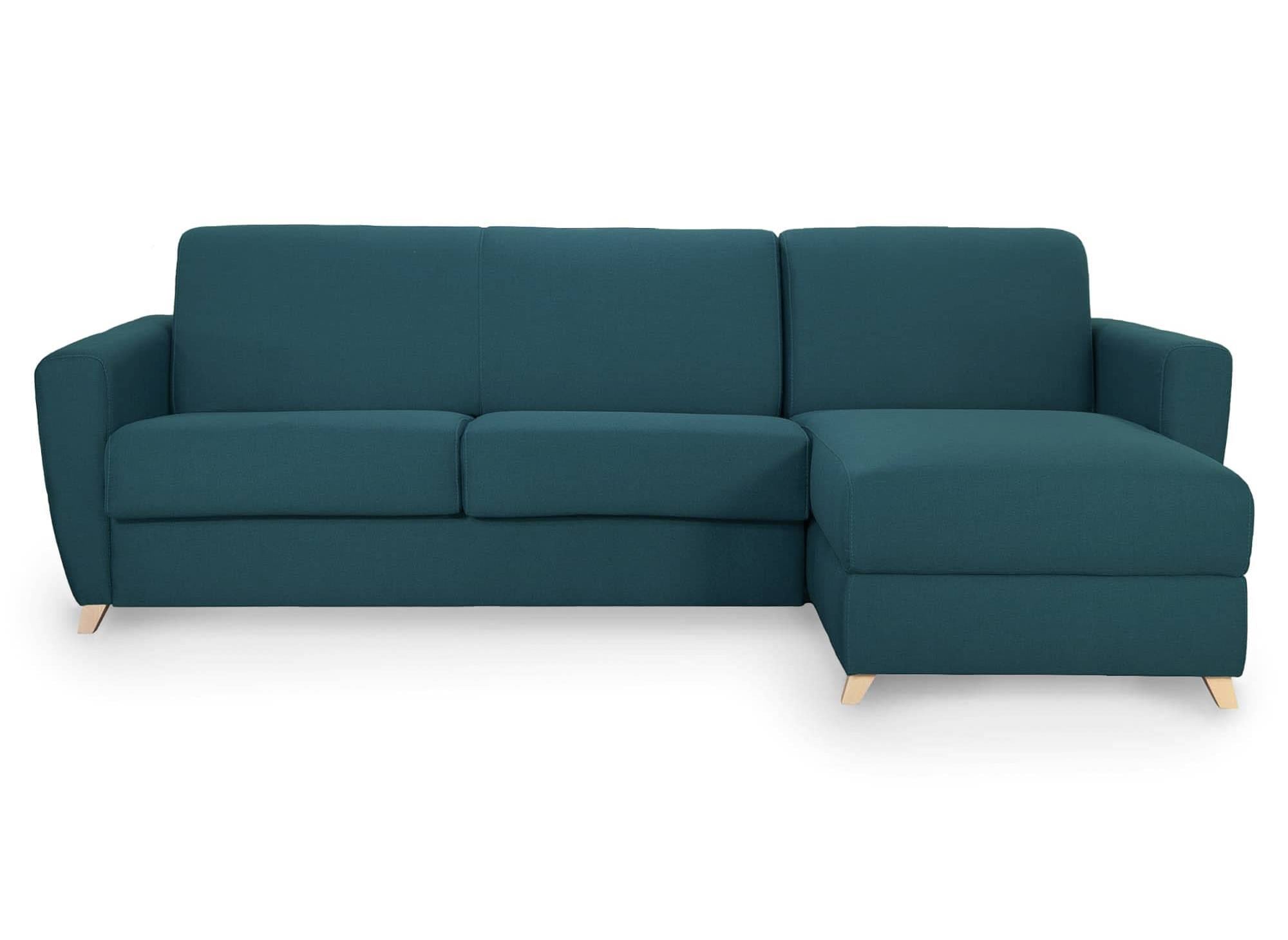 Skandinavisches, wendbares Ecksofa TOBIAS aus petrolblauem Stoff