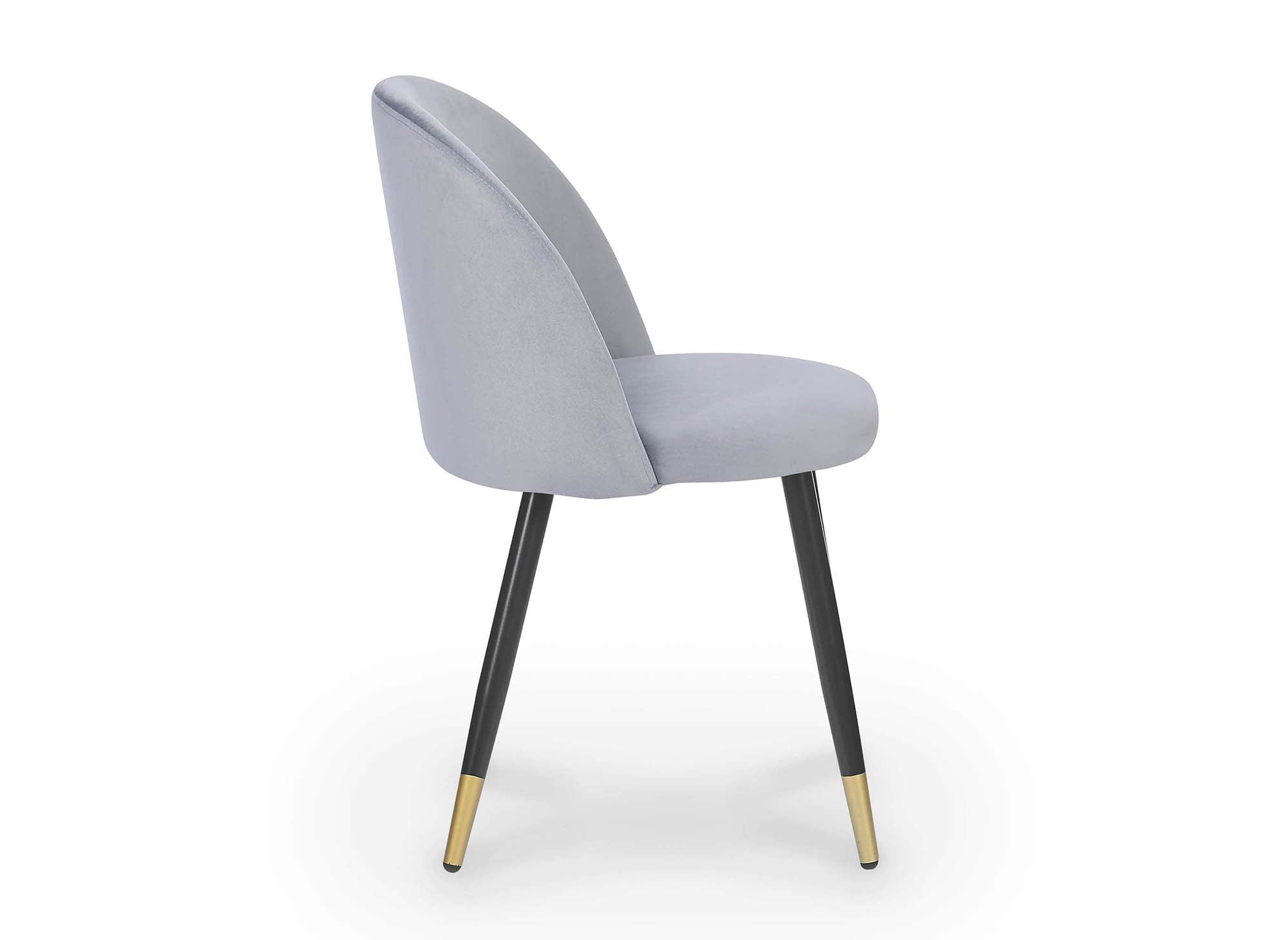 4er-Set Designerstühle LYDIA aus grauem Samt