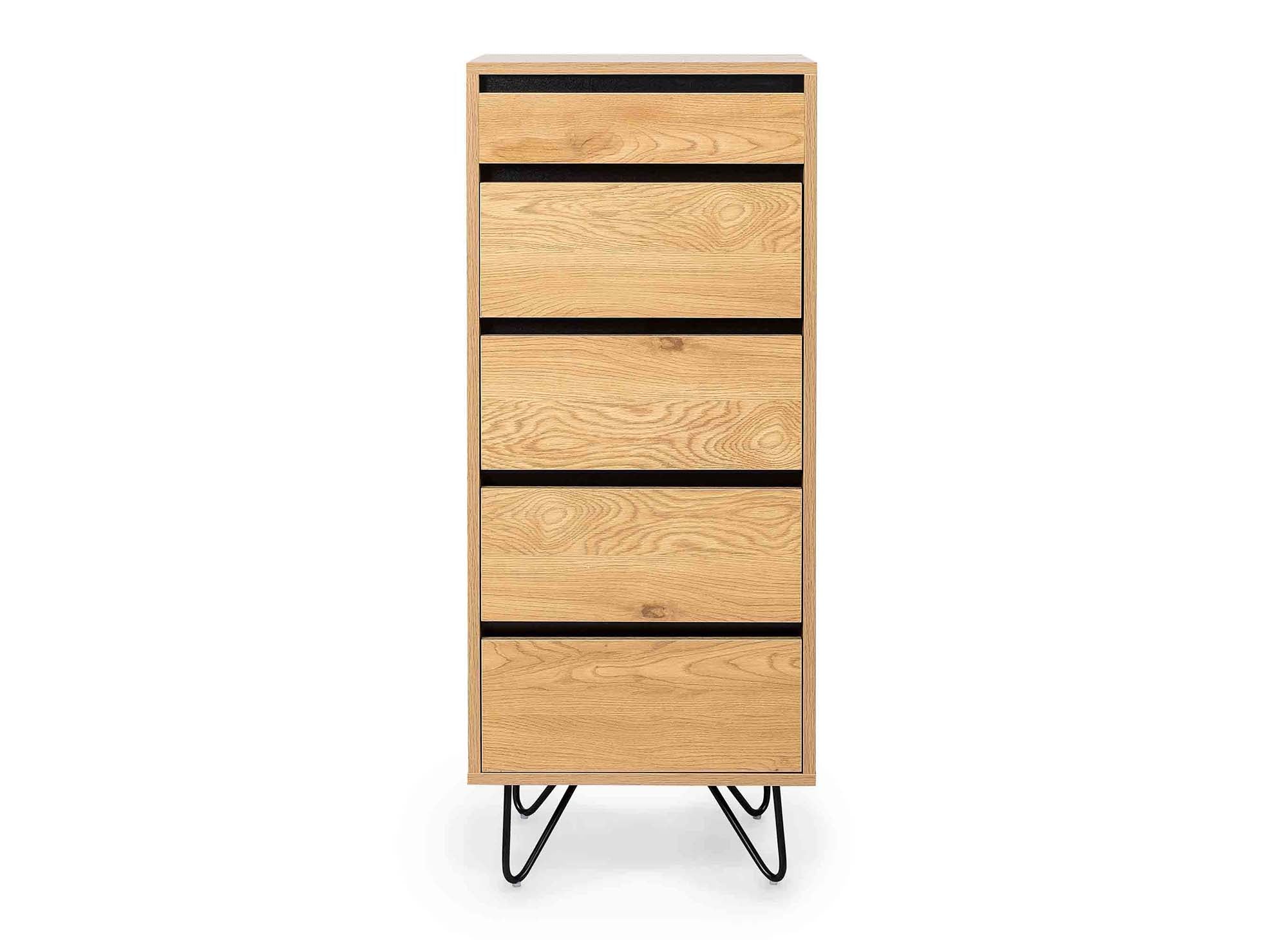 DARINA Kommode aus Holz mit 4 Schubladen und integriertem Schminktisch