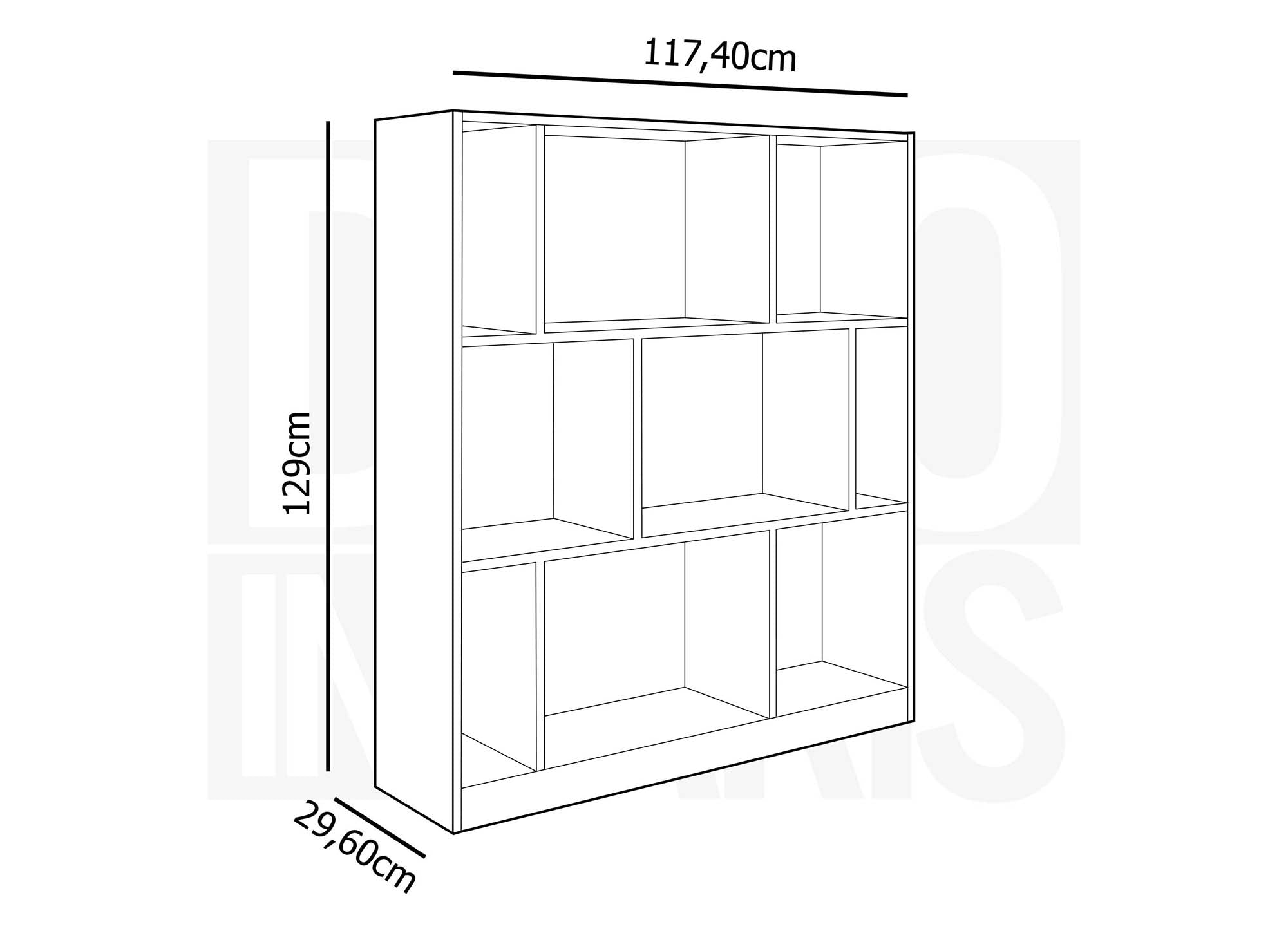 OFELIA Designer-Bücherregal aus Schwarz- und Eichenholz mit 9 Nischen