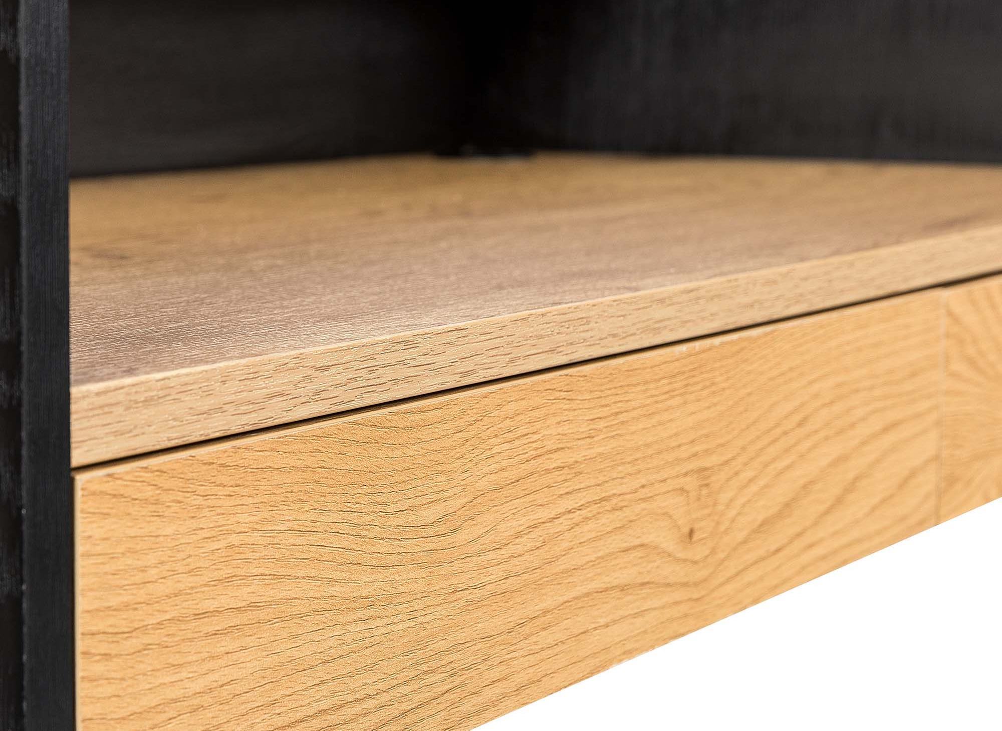 ALICE Industriedesign-Schreibtisch mit 2 Schubladen und 1 Regal aus Holz und Metall