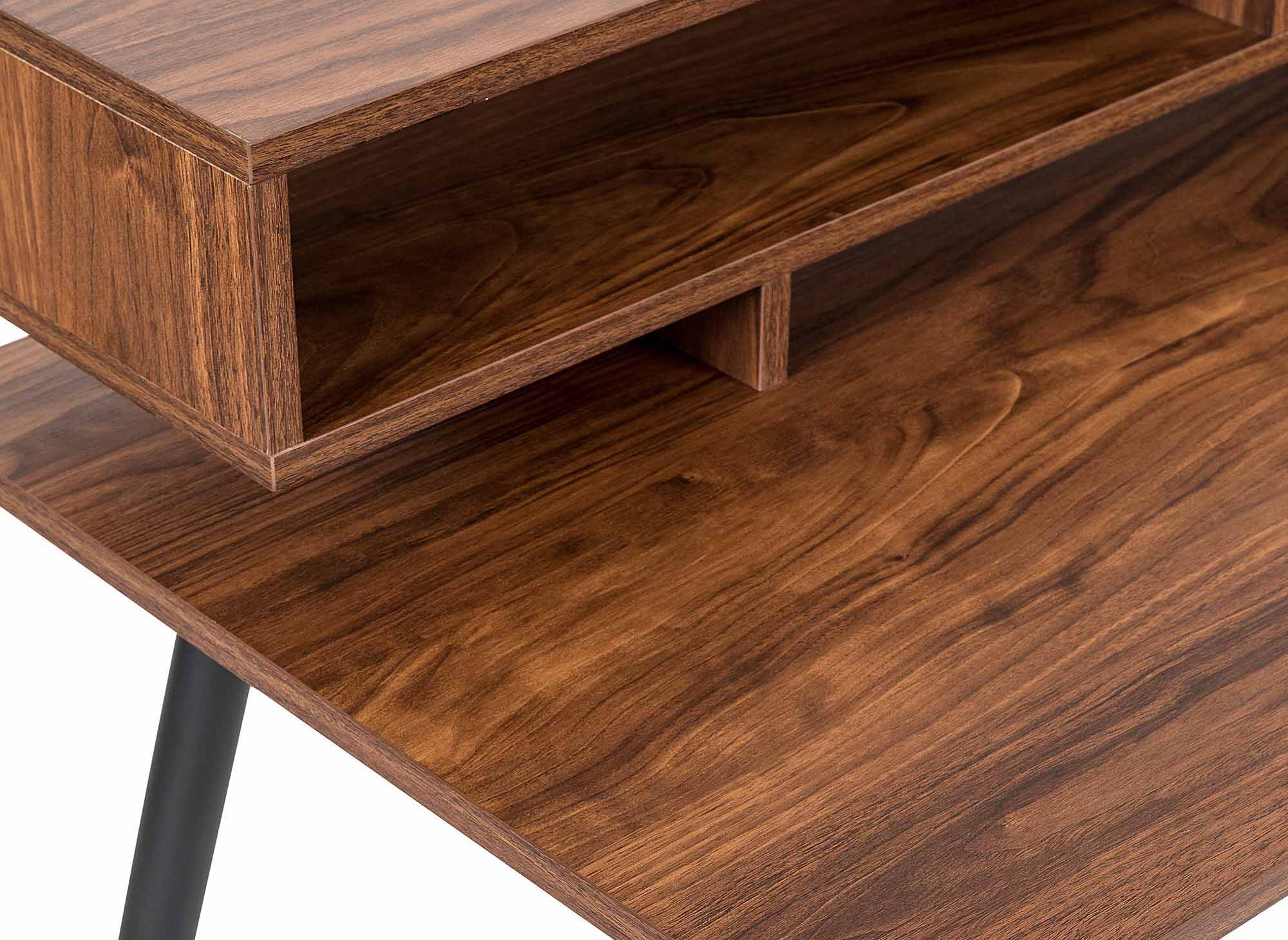 Schreibtisch im Industriestil MARLINE mit Nischen aus Holz und schwarzem Metall