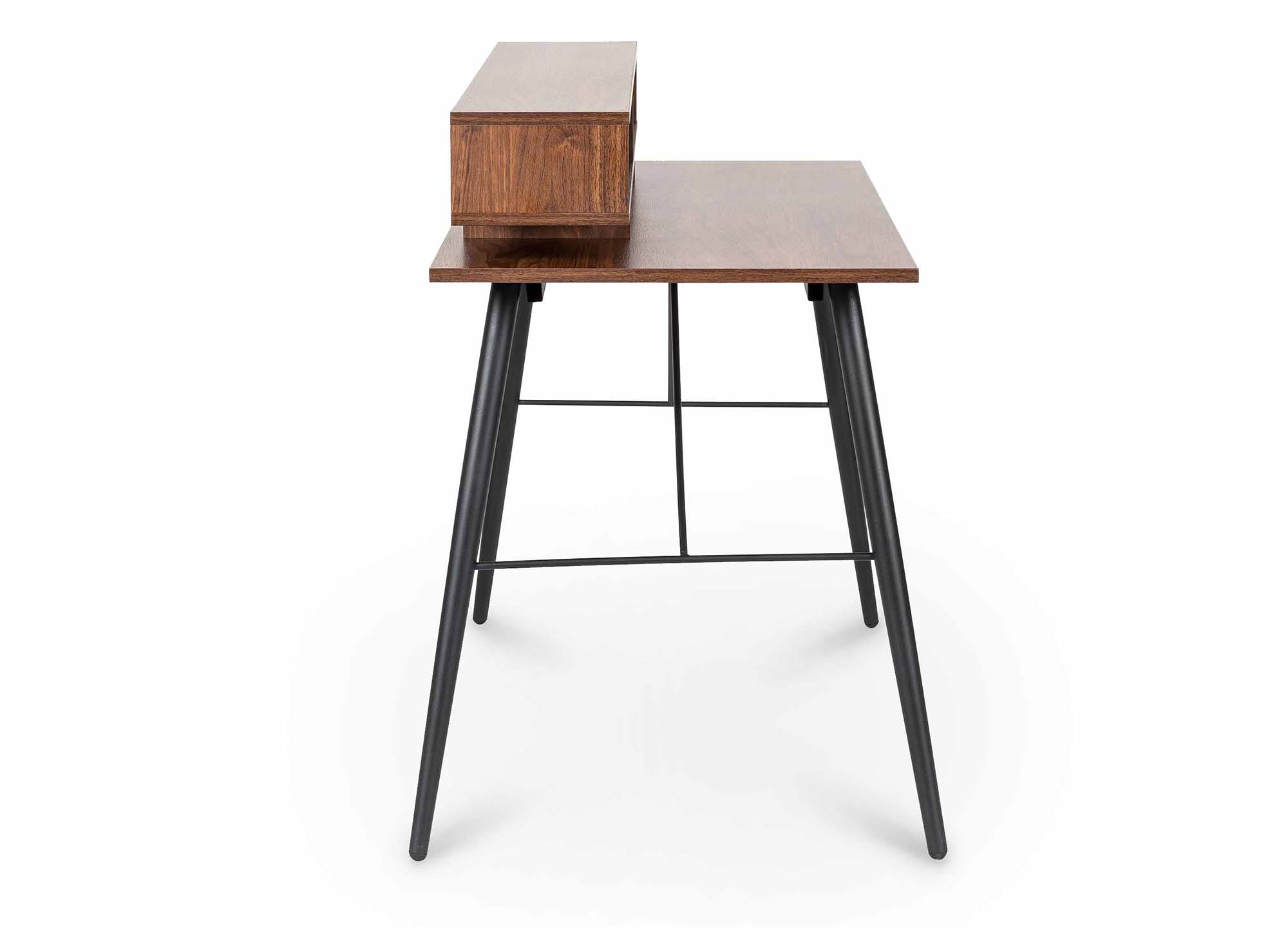 Schreibtisch im Industriestil MARLINE mit Nischen aus Holz und schwarzem Metall