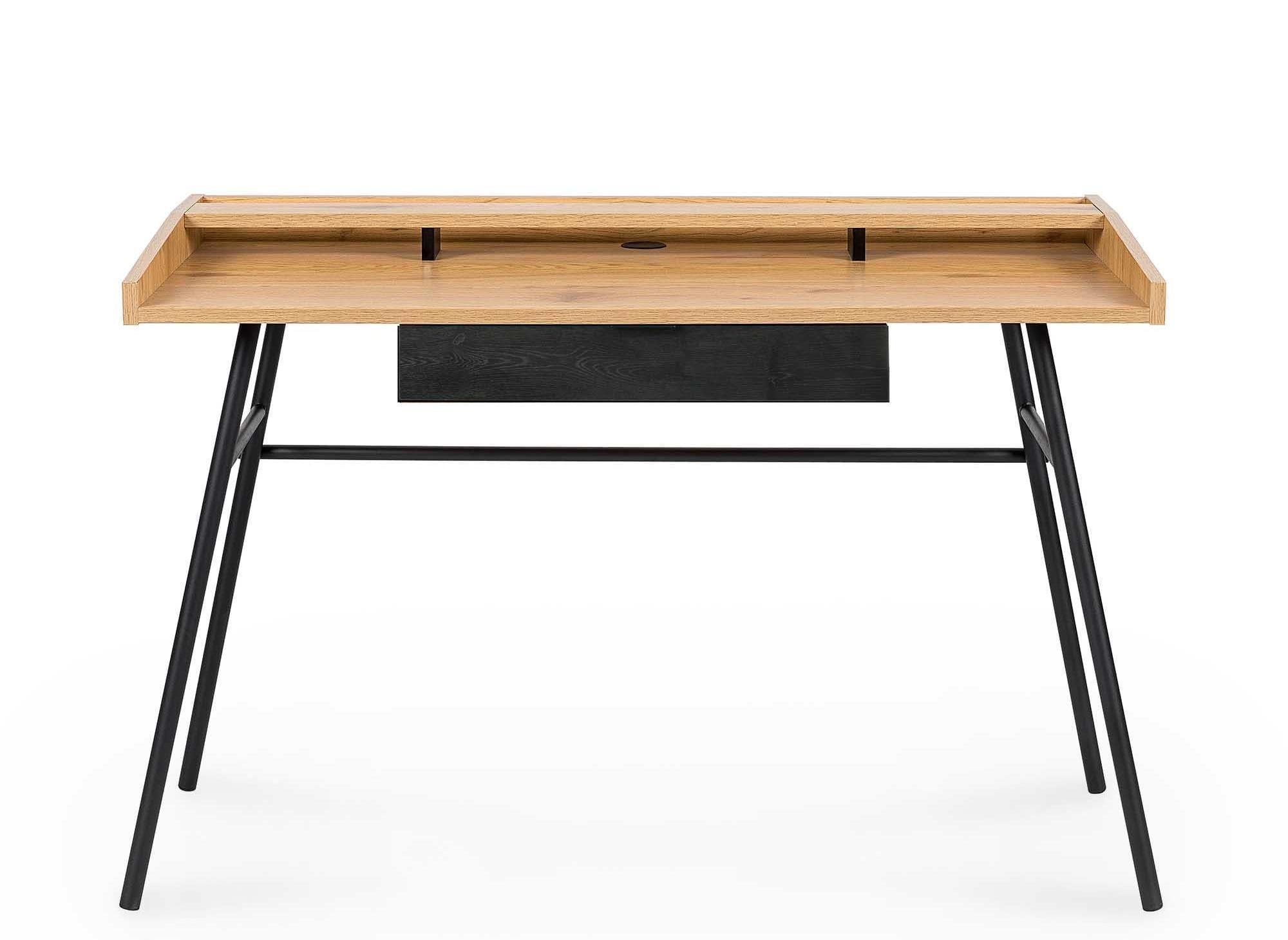 GASPARD Industrie-Schreibtisch mit 1 Schublade und 1 Regal aus Holz und Metall