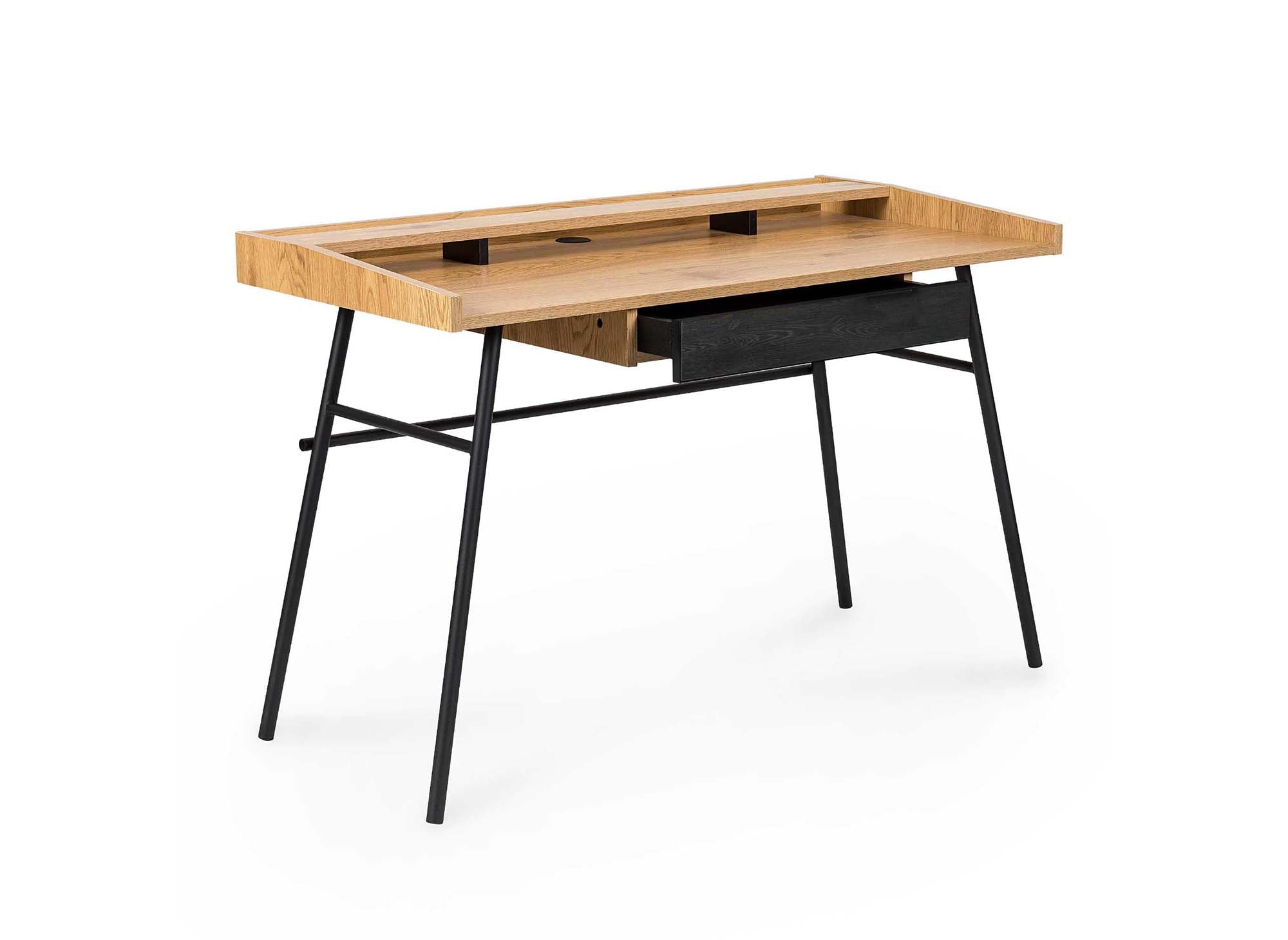 GASPARD Industrie-Schreibtisch mit 1 Schublade und 1 Regal aus Holz und Metall