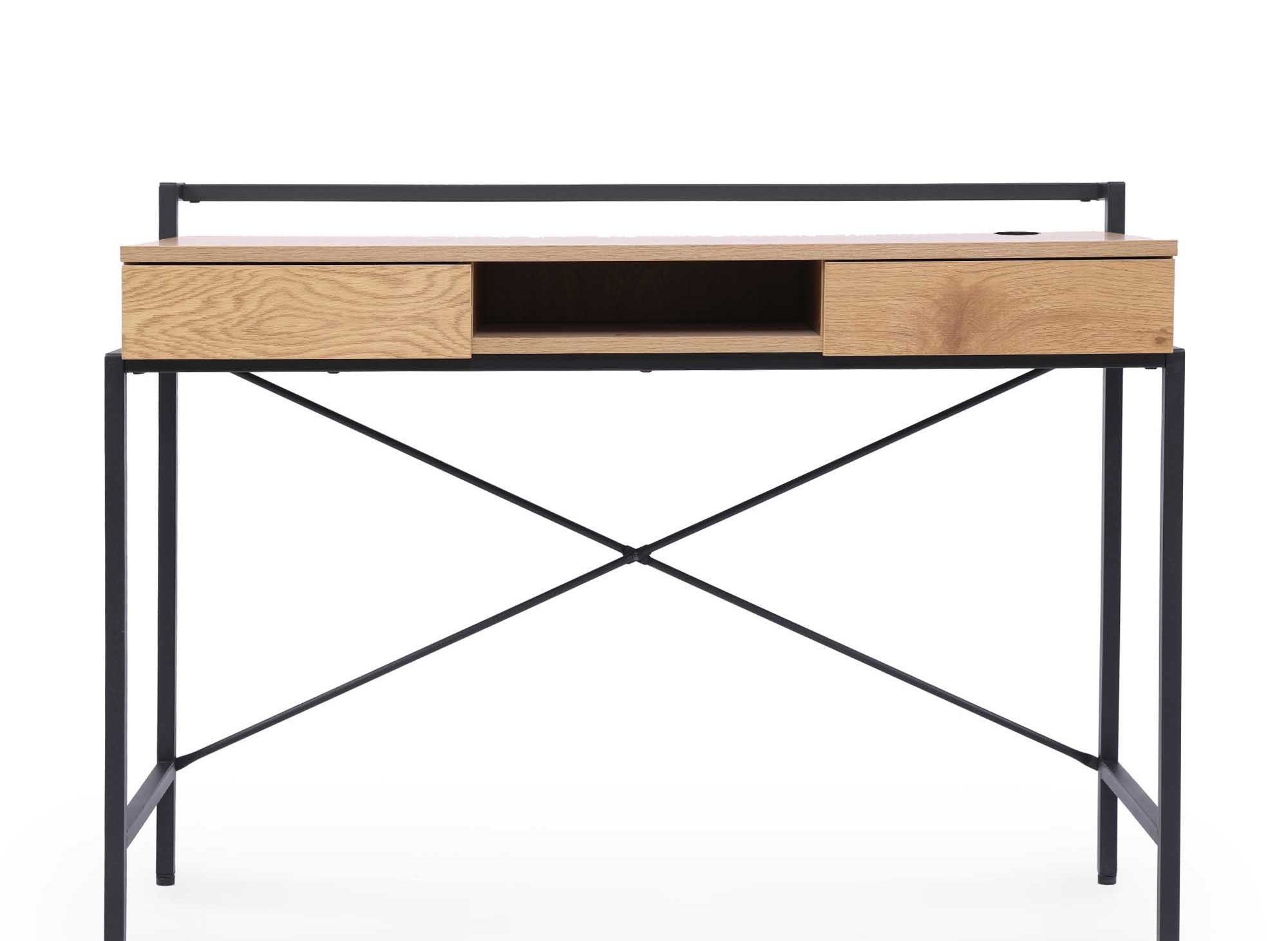 EDMOND kompakter Industriedesign-Schreibtisch aus Holz und Metall