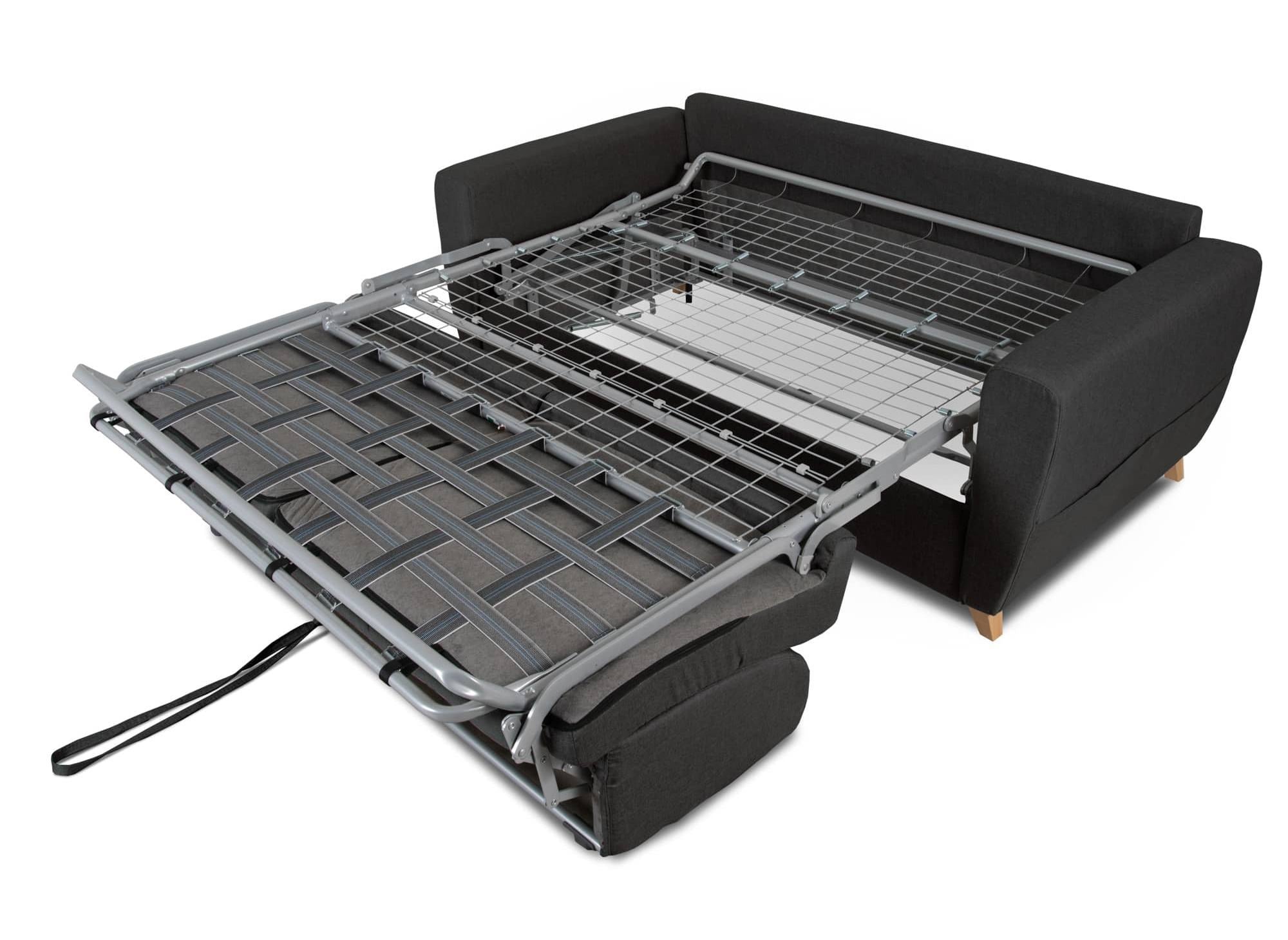 TOBIAS 3-Sitzer-Sofa im skandinavischen Stil aus carbongrauem Stoff mit Expressöffnung