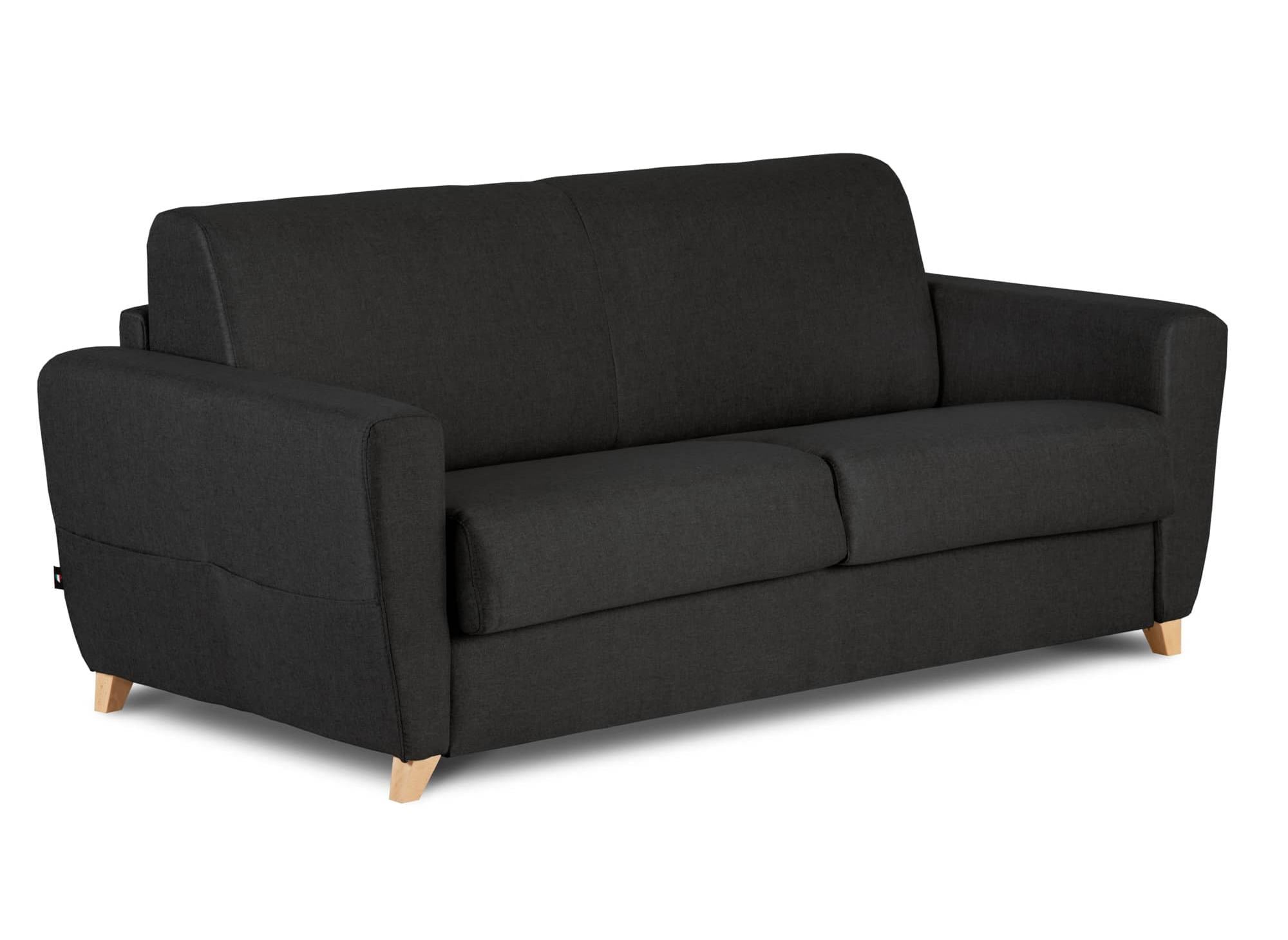 TOBIAS 3-Sitzer-Sofa im skandinavischen Stil aus carbongrauem Stoff mit Expressöffnung