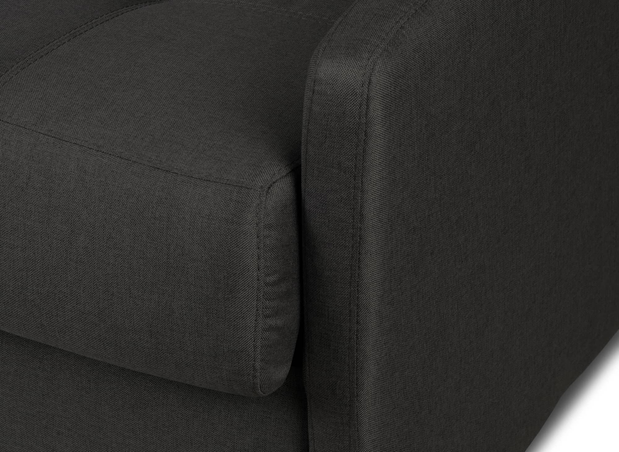 LOUNA SLIM 3-Sitzer-Schlafsofa aus anthrazitgrauem Stoff mit Expressöffnung