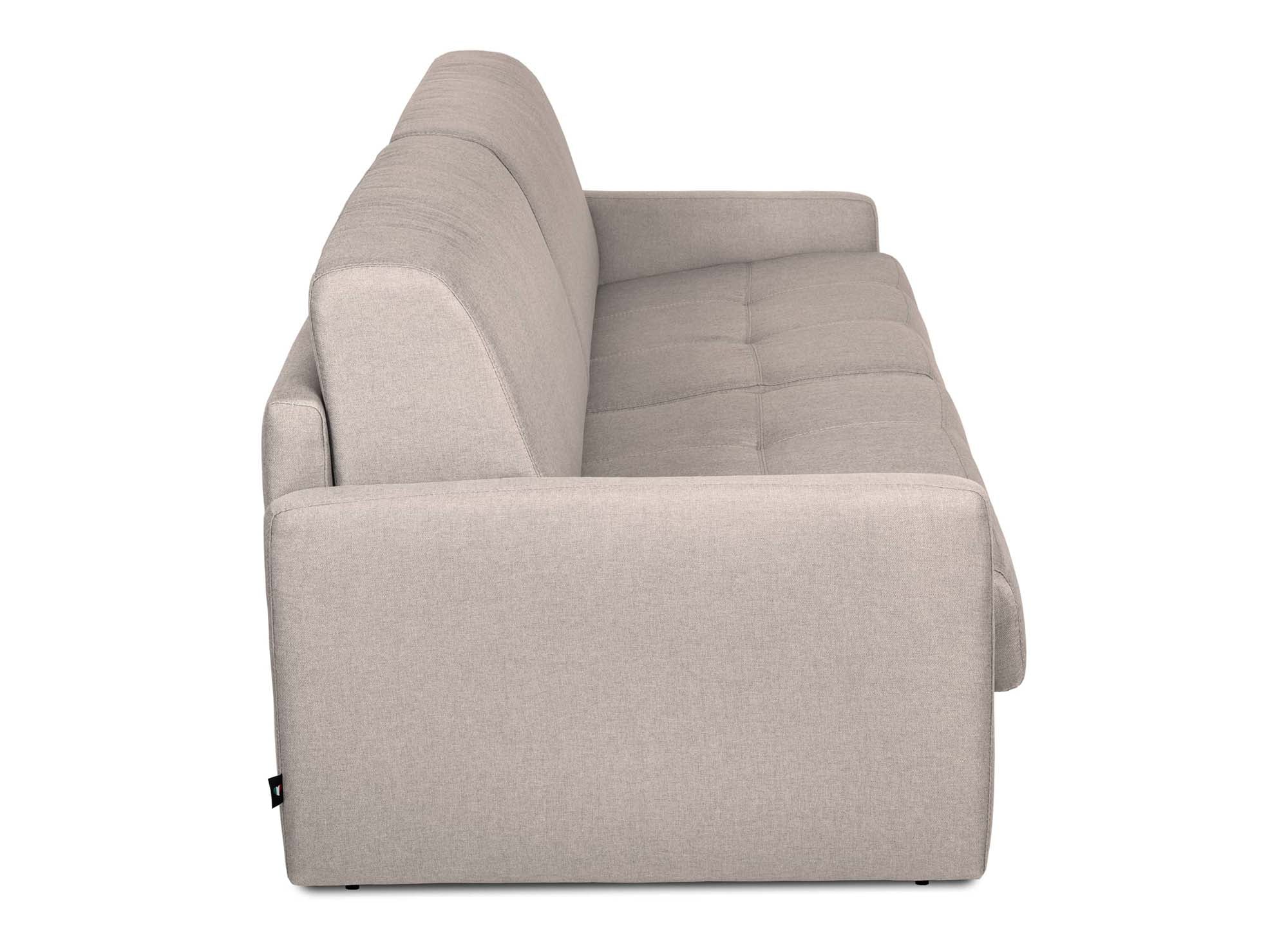 LOUNA SLIM 3-Sitzer-Schlafsofa aus beigem Stoff mit Expressöffnung