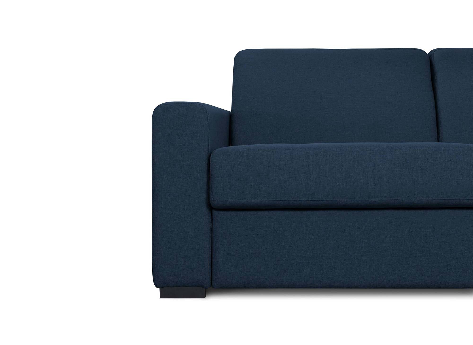 LOUNA LUXE 3-Sitzer-Schlafsofa aus jeansblauem Stoff mit Expressöffnung und 18 cm Matratze