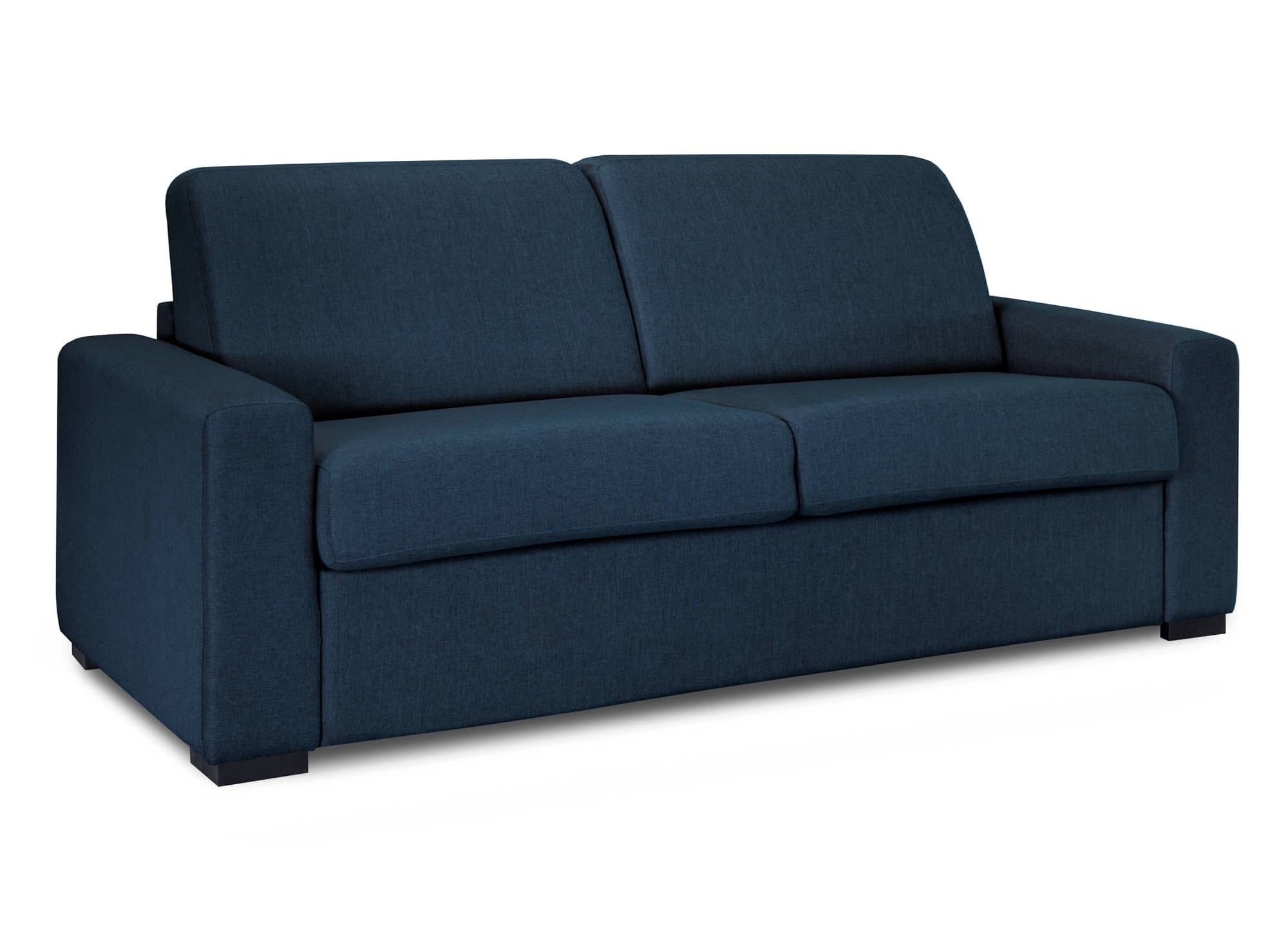 LOUNA LUXE 3-Sitzer-Schlafsofa aus jeansblauem Stoff mit Expressöffnung und 18 cm Matratze