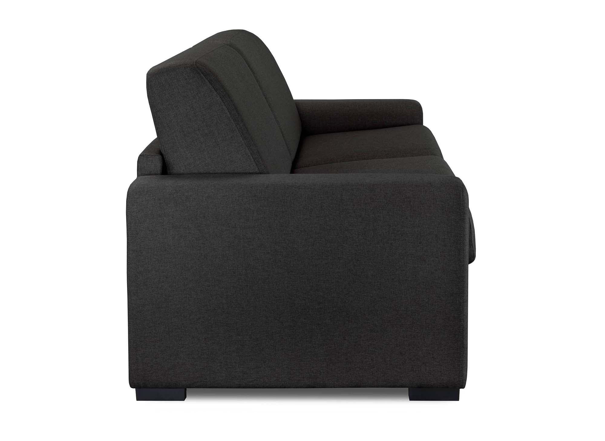 LOUNA LUXE 3-Sitzer-Schlafsofa aus anthrazitgrauem Stoff mit Expressöffnung und 18 cm Matratze