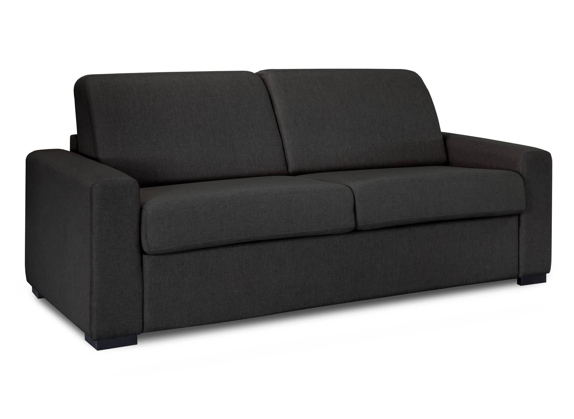 LOUNA LUXE 3-Sitzer-Schlafsofa aus anthrazitgrauem Stoff mit Expressöffnung und 18 cm Matratze