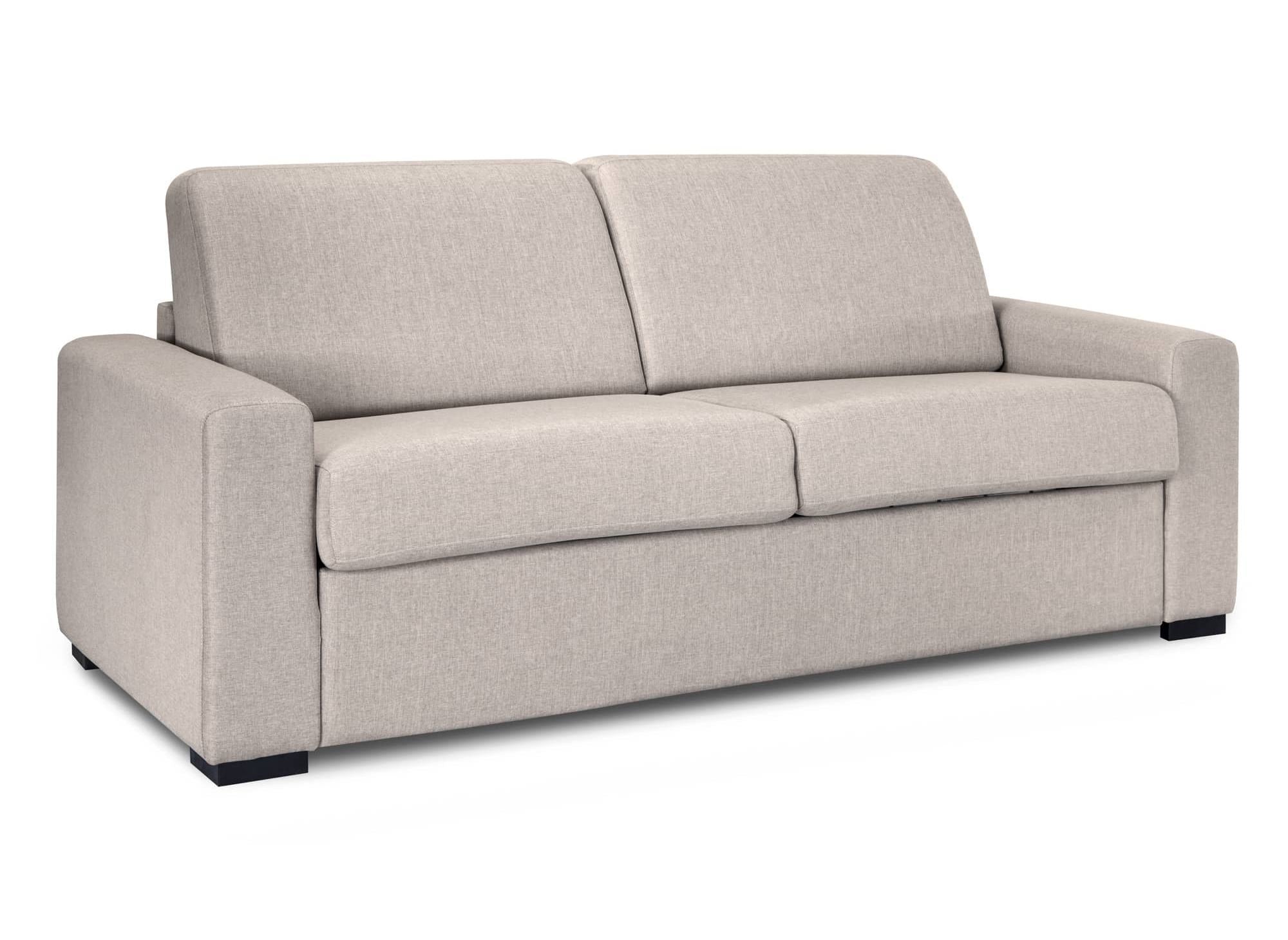 LOUNA LUXE 3-Sitzer-Schlafsofa aus beigem Stoff mit Expressöffnung und 18 cm Matratze