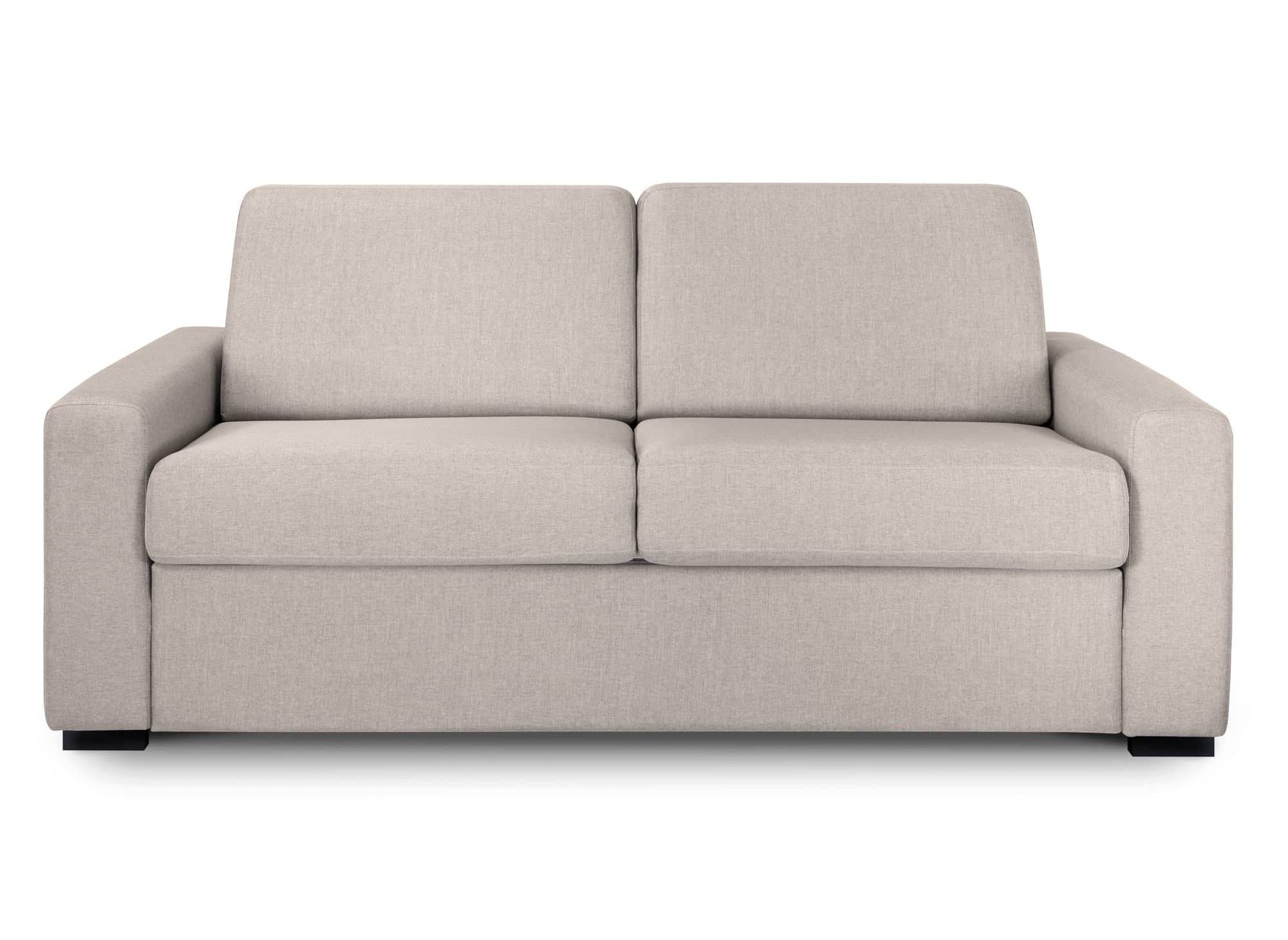 LOUNA LUXE 3-Sitzer-Schlafsofa aus beigem Stoff mit Expressöffnung und 18 cm Matratze