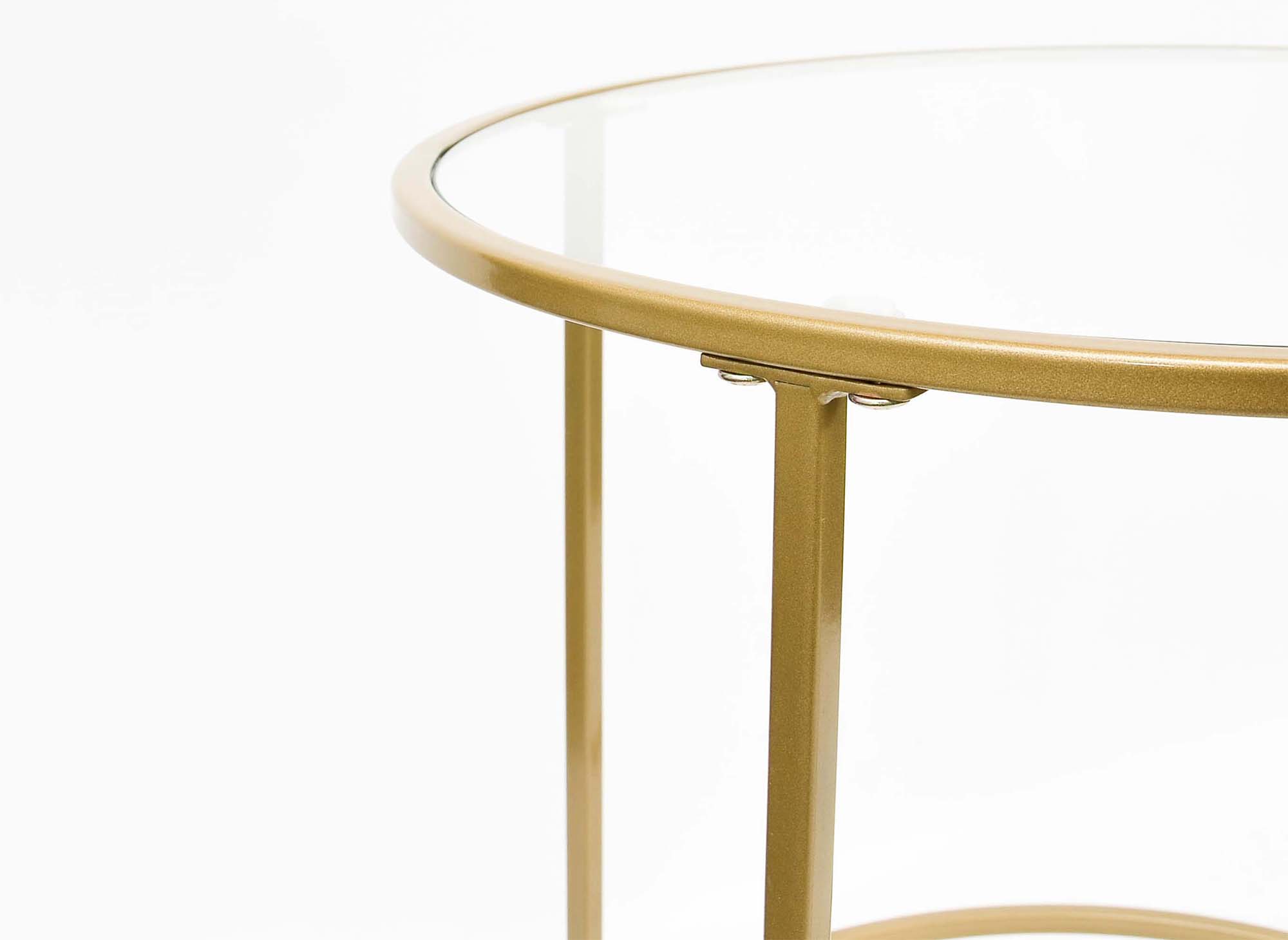 Runder Couchtisch OLIVE aus Glas und Metall