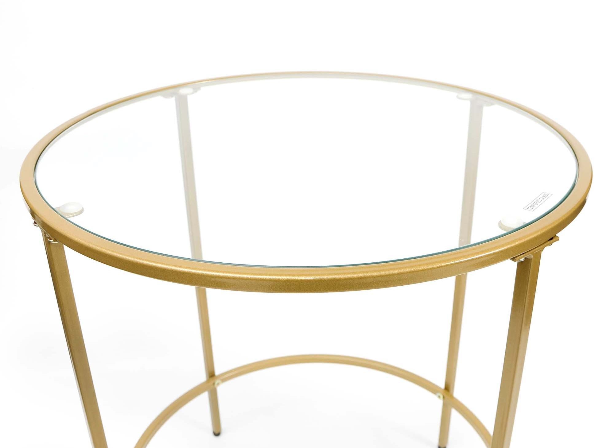 Runder Couchtisch OLIVE aus Glas und Metall