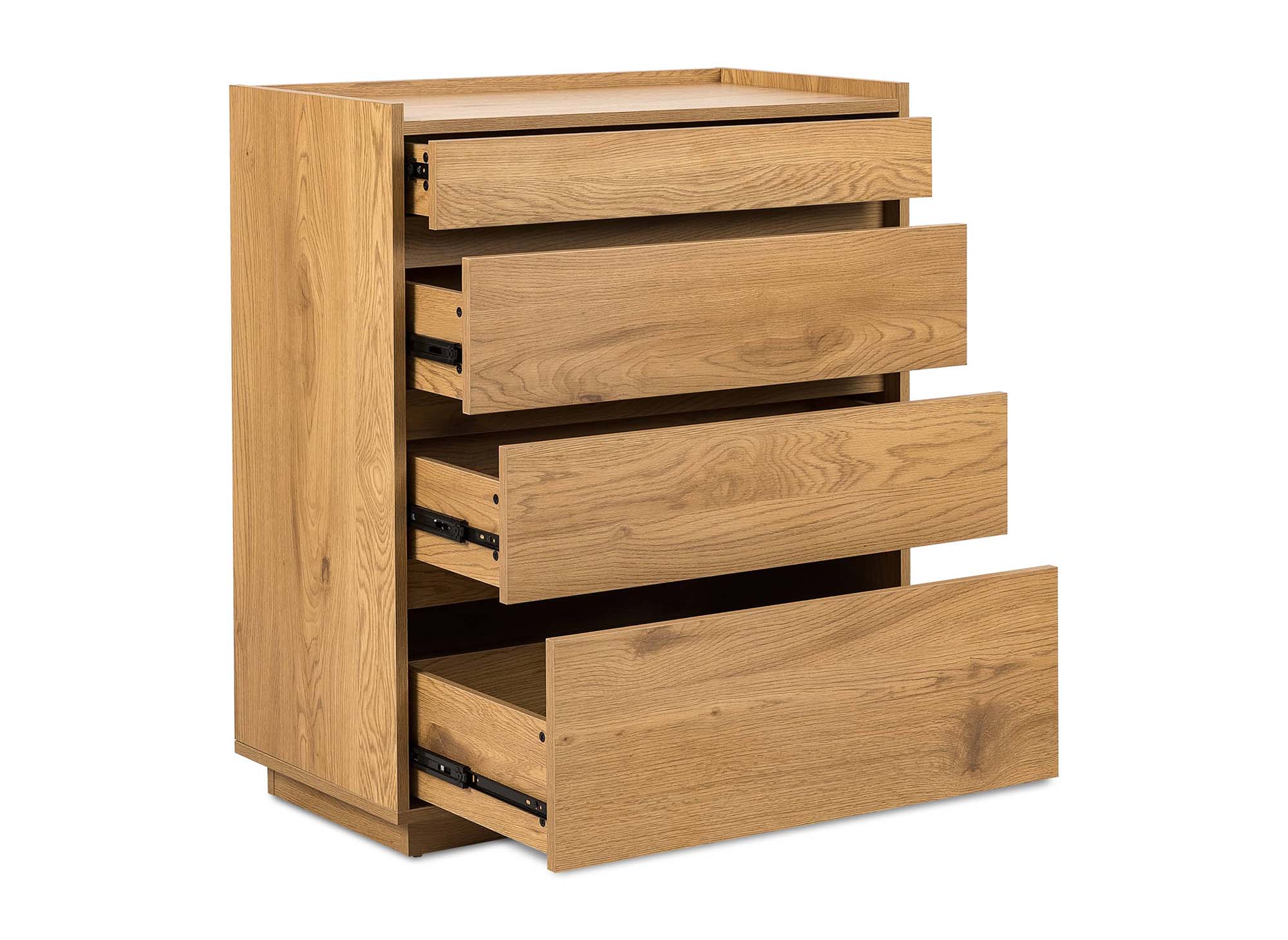 SACHA eichenfarbene Holzkommode mit 4 Schubladen