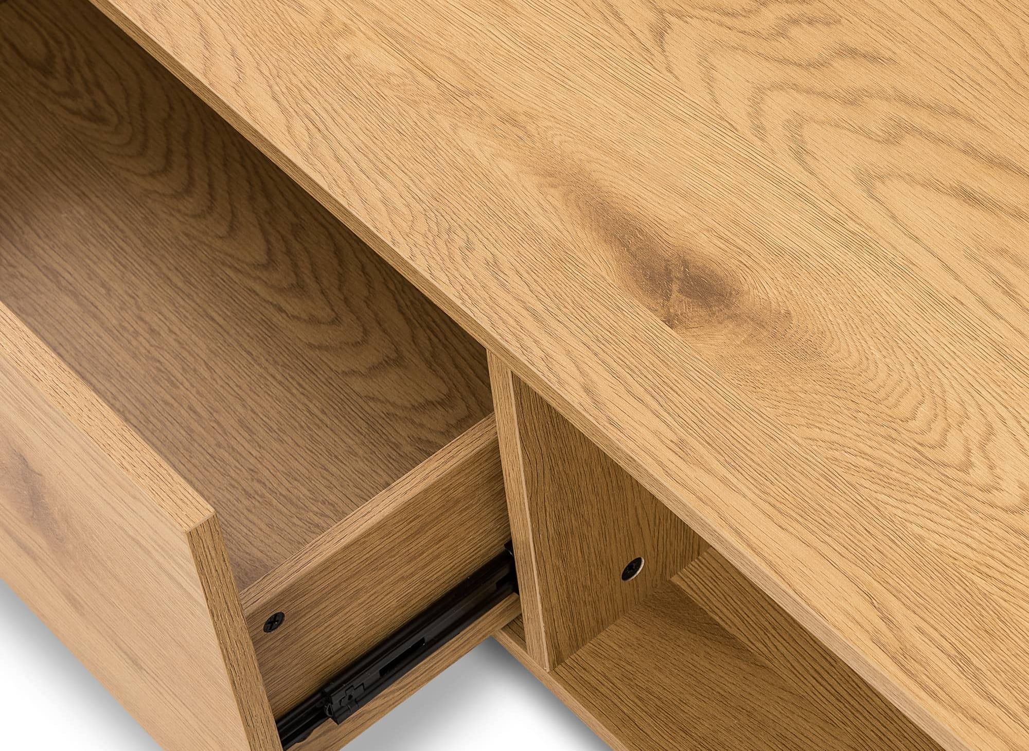 SACHA eichenfarbener Couchtisch aus Holz mit 2 Schubladen