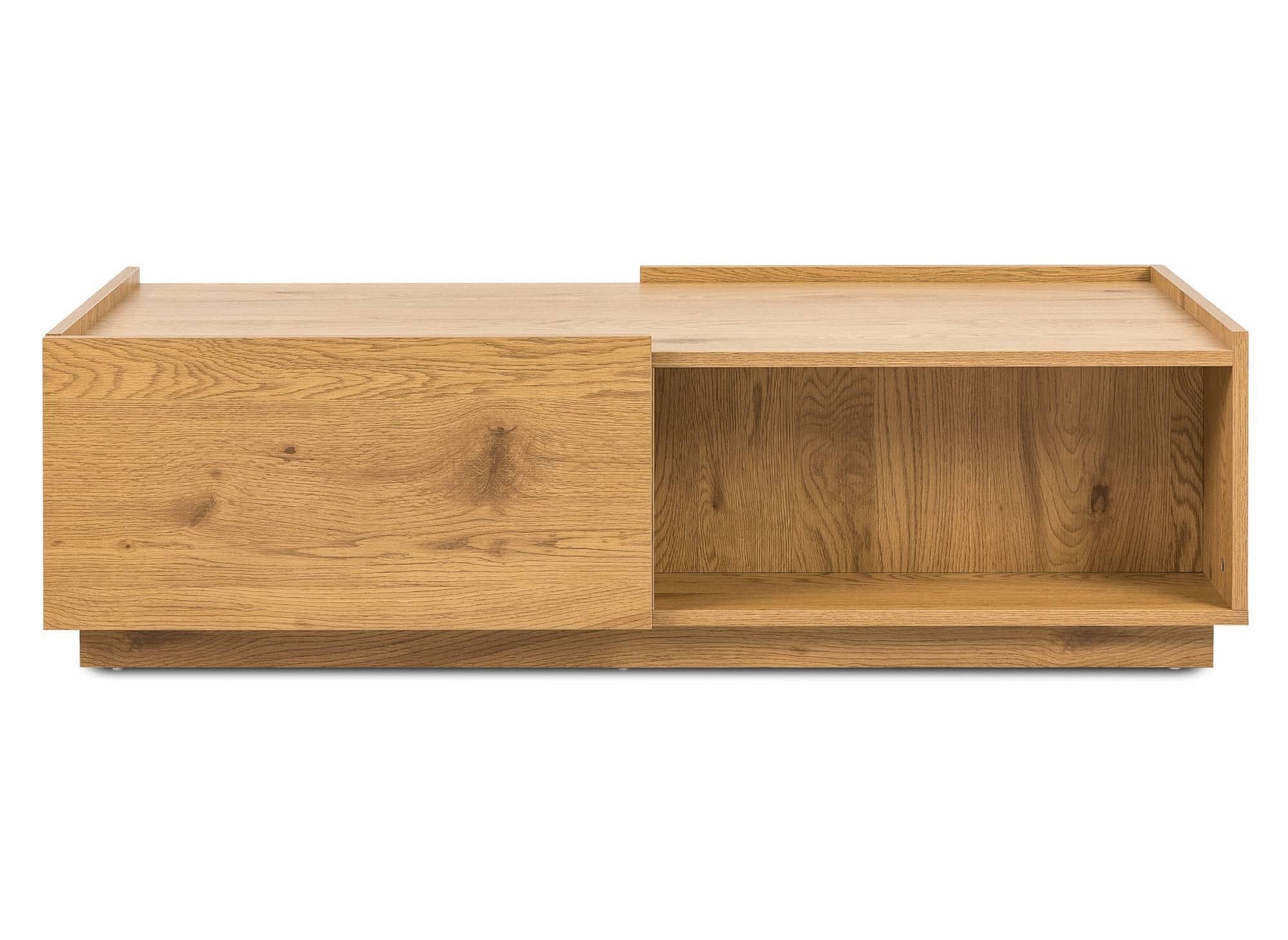 SACHA eichenfarbener Couchtisch aus Holz mit 2 Schubladen