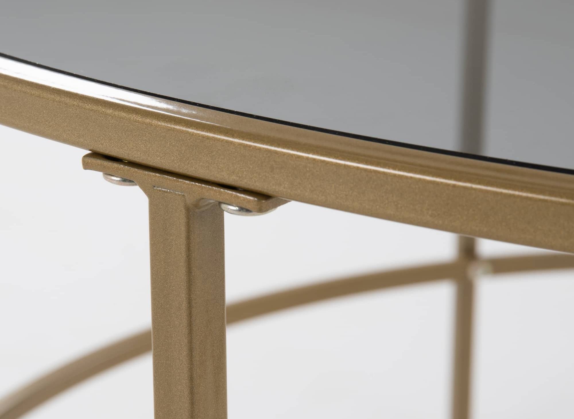THESSA Couchtisch aus schwarzem Glas und Metall