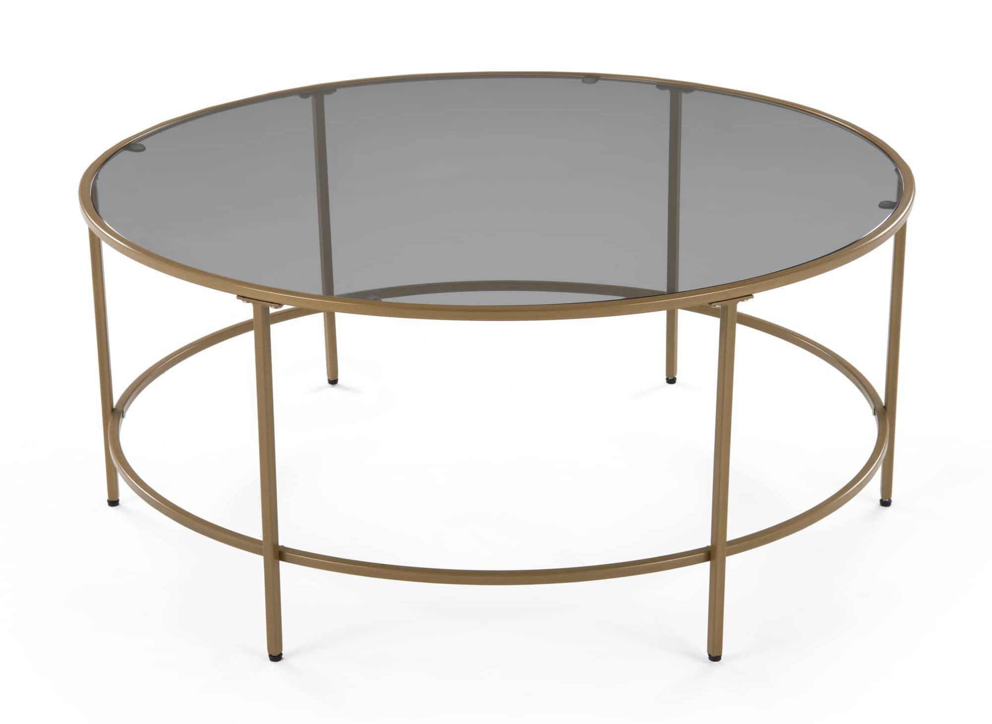 THESSA Couchtisch aus schwarzem Glas und Metall