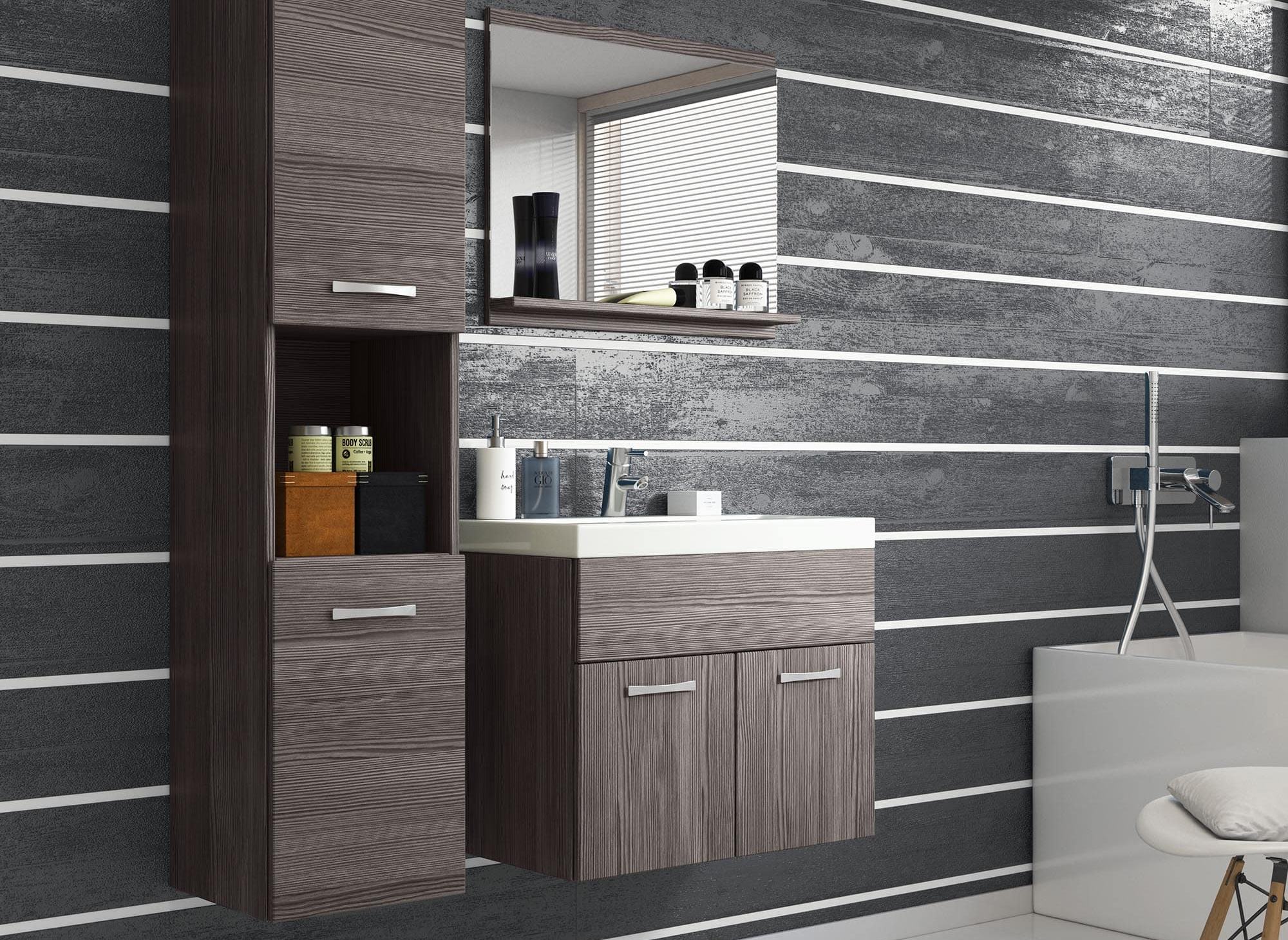 Designer-Hängemöbel-Set für Badezimmer - Wengé HARMONY