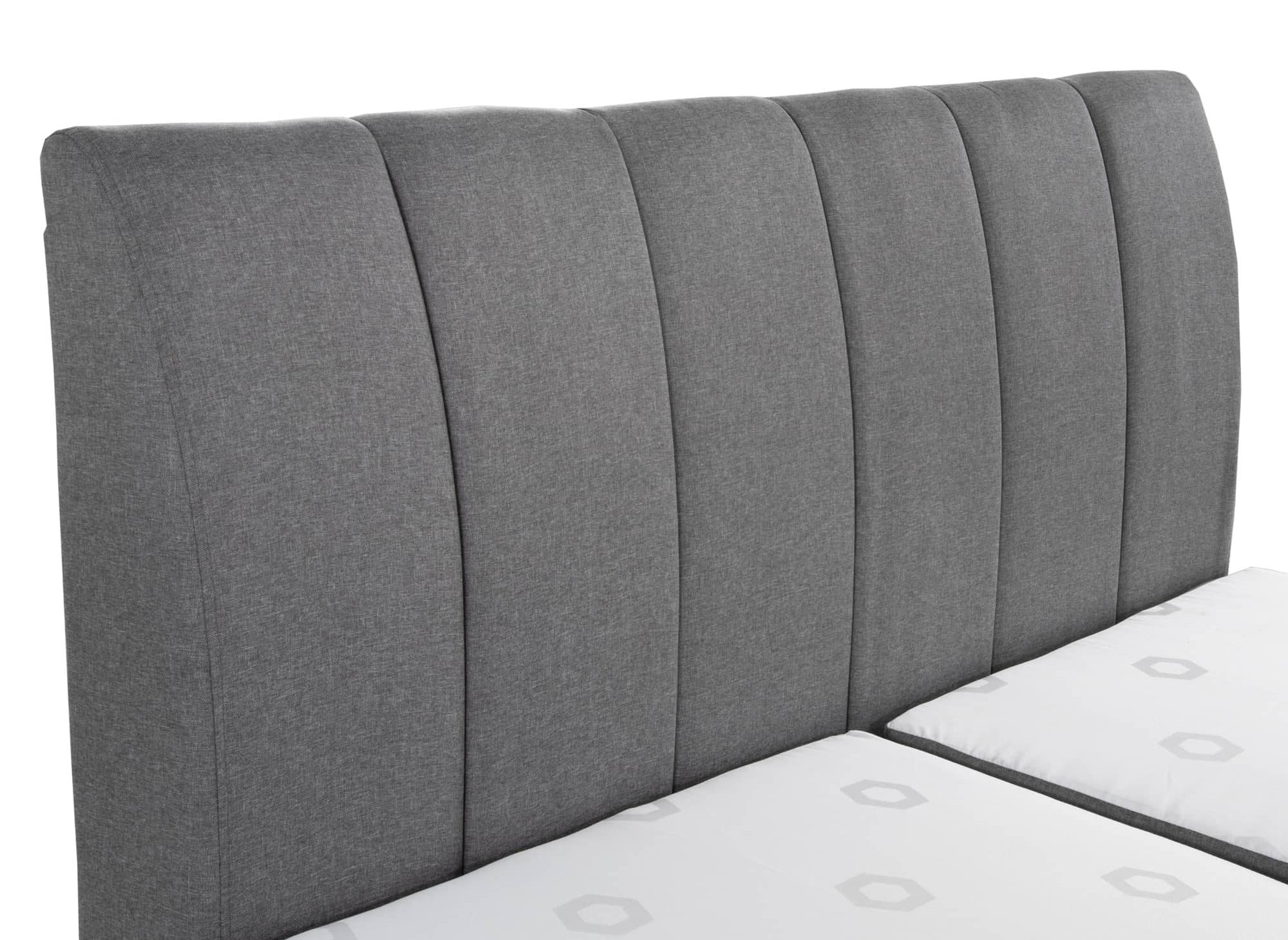 Boxspringbett 180x200 mit Stauraum in grauem Stoff - VALERIA