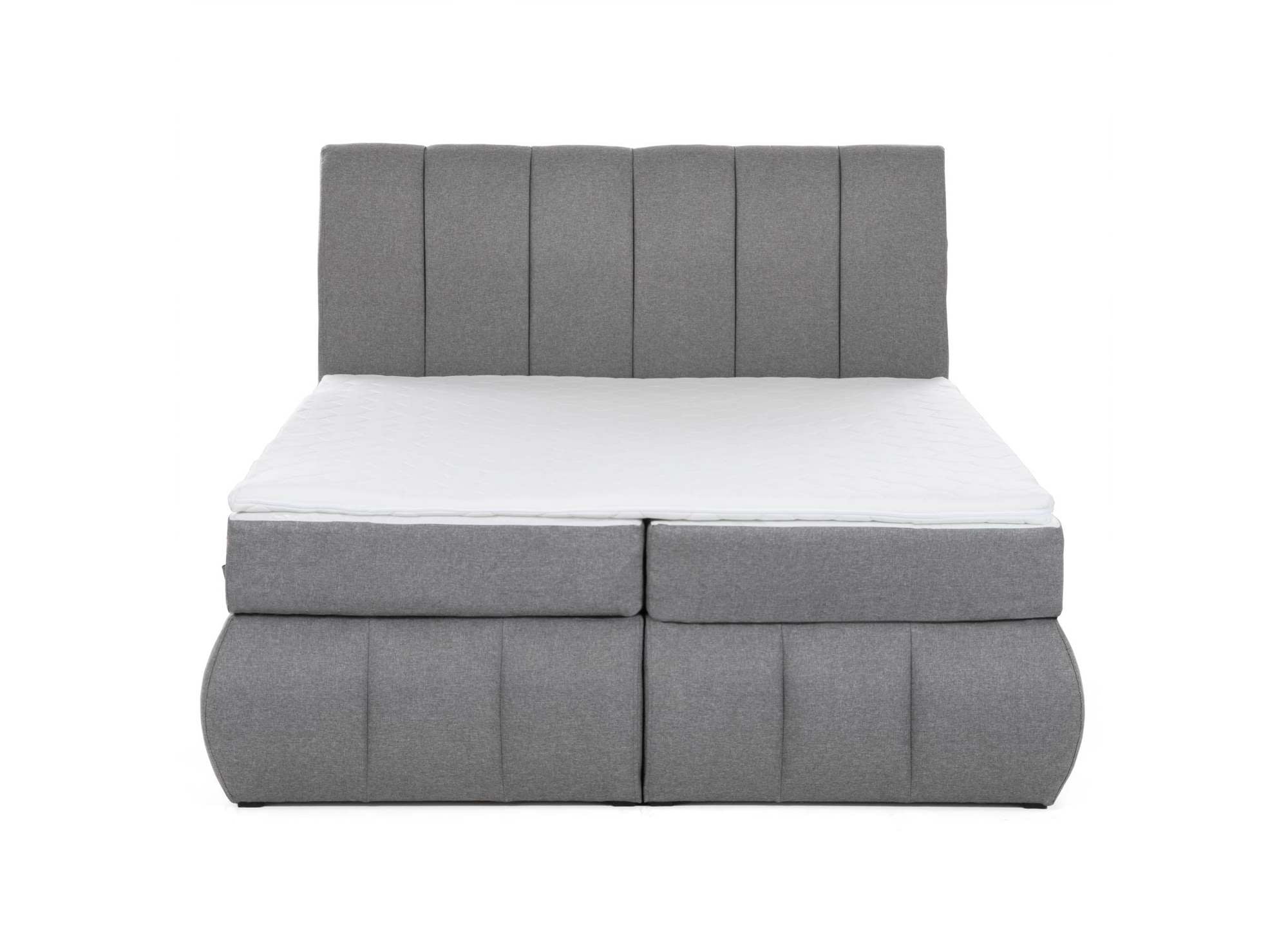 Boxspringbett 180x200 mit Stauraum in grauem Stoff - VALERIA