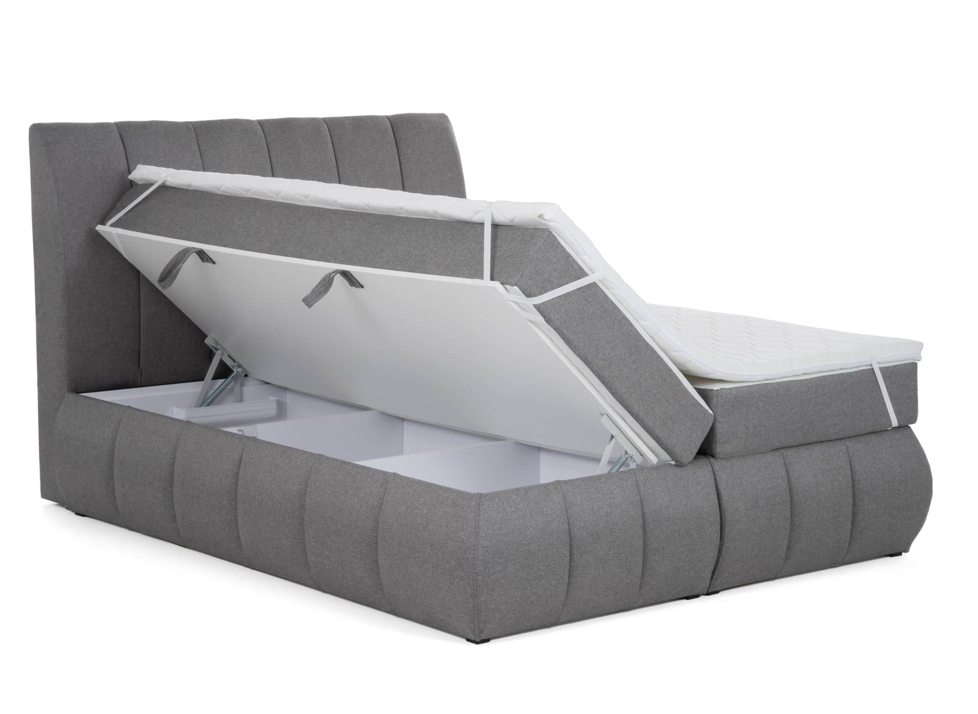 Boxspringbett 180x200 mit Stauraum in grauem Stoff - VALERIA