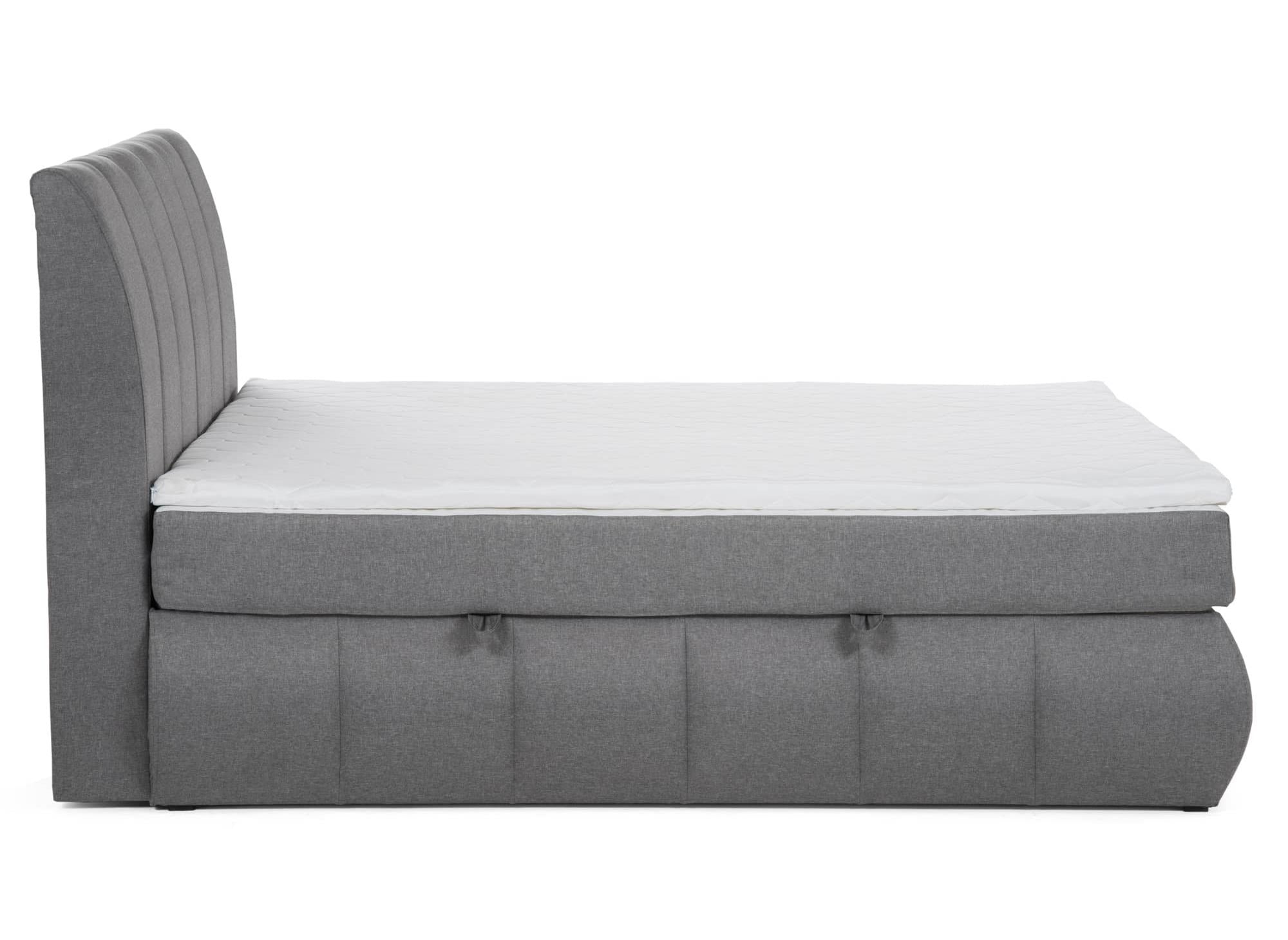Boxspringbett 160x200 mit Stauraum in grauem Stoff - VALERIA