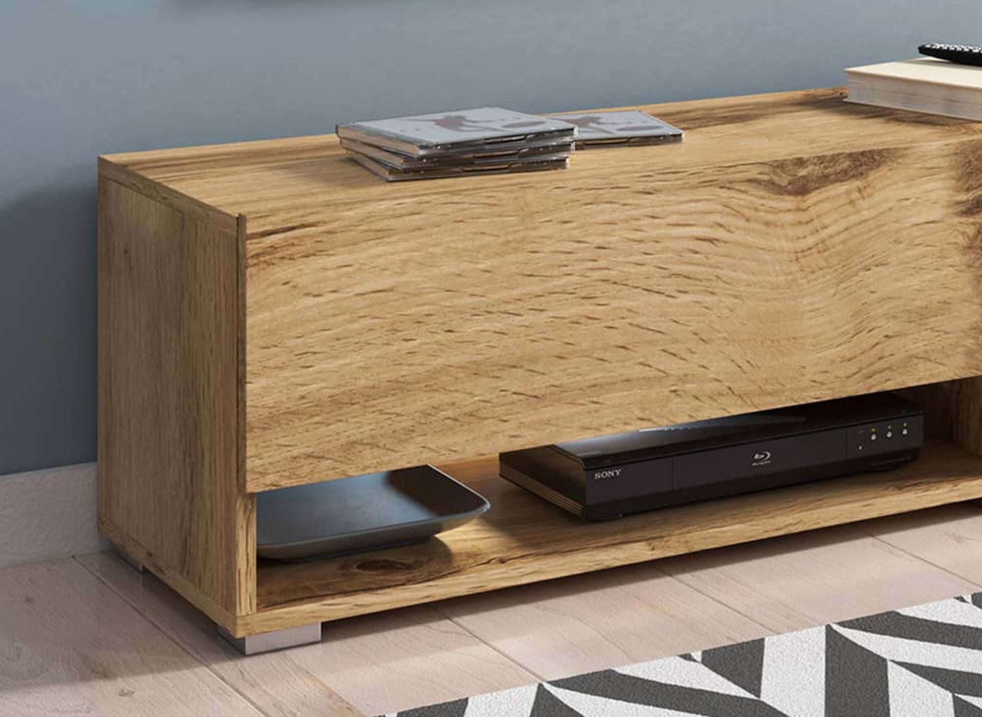 ROMANE XL TV-Wandschrank aus Eiche mit 2 Türen und 2 Nischen - 140 cm