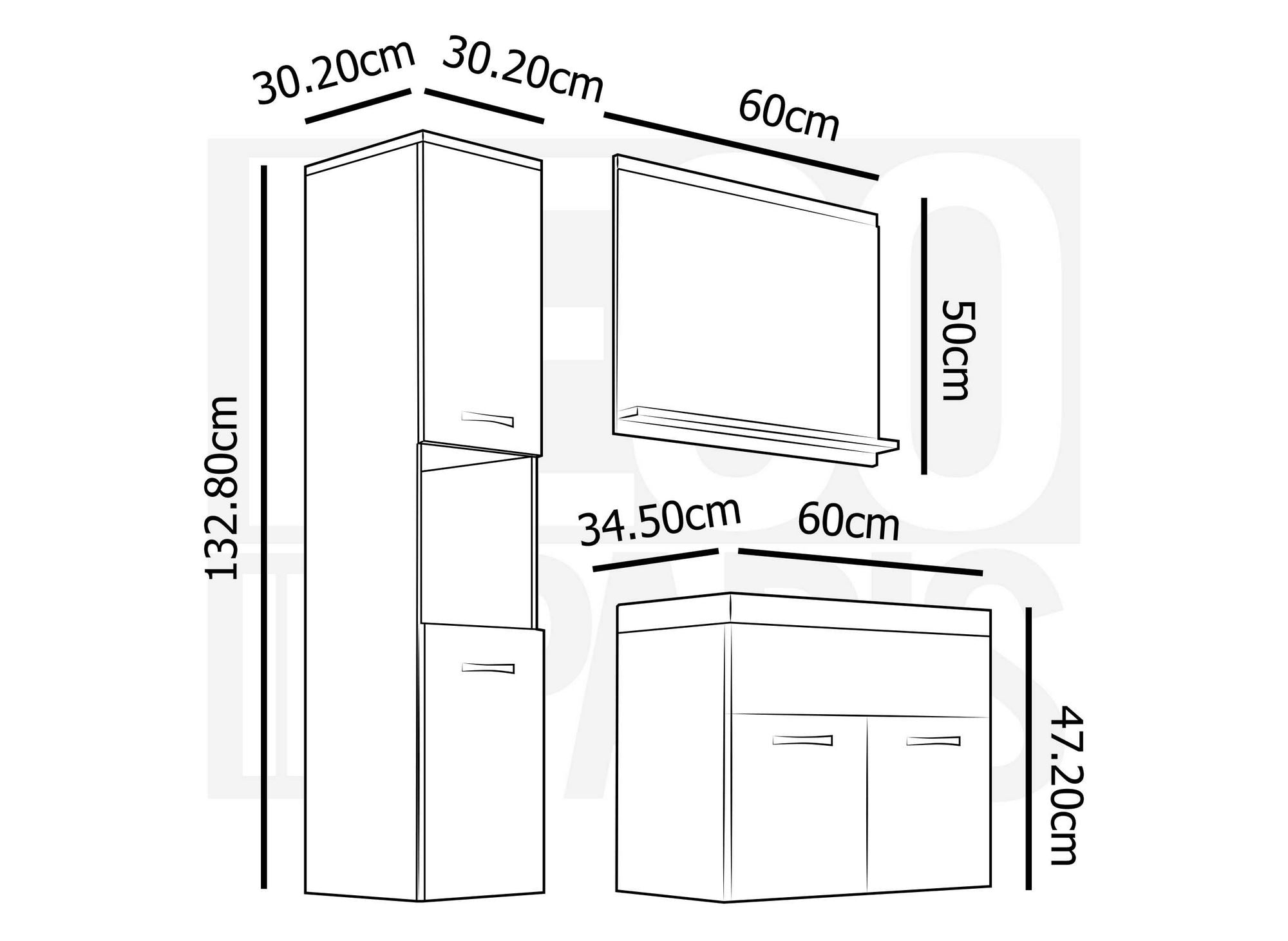 HARMONY Wand-Badmöbel-Set - Antikholz-Effekt