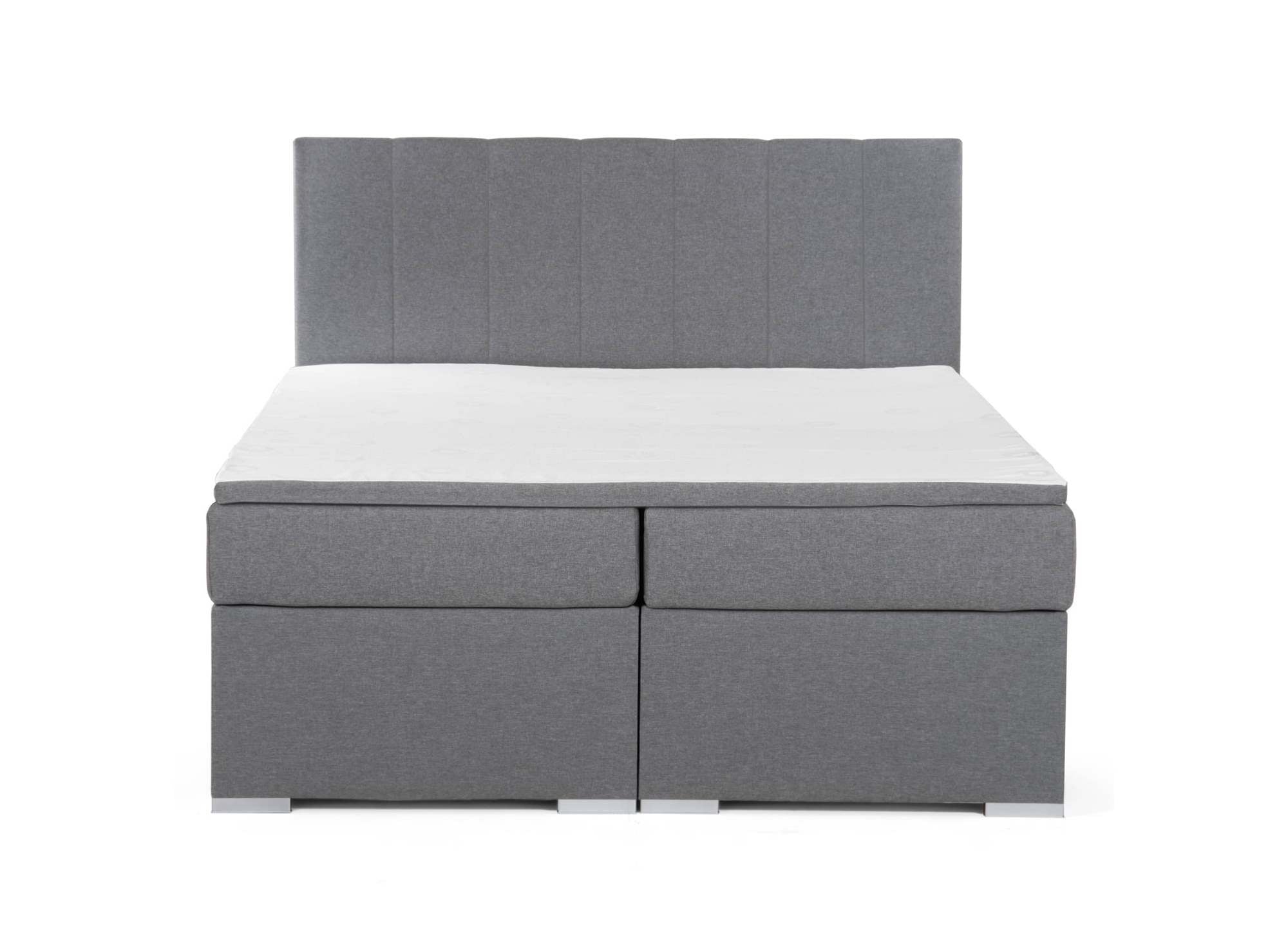 Boxspringbett 140x200 mit Stauraum in grauem Stoff - AKADIA
