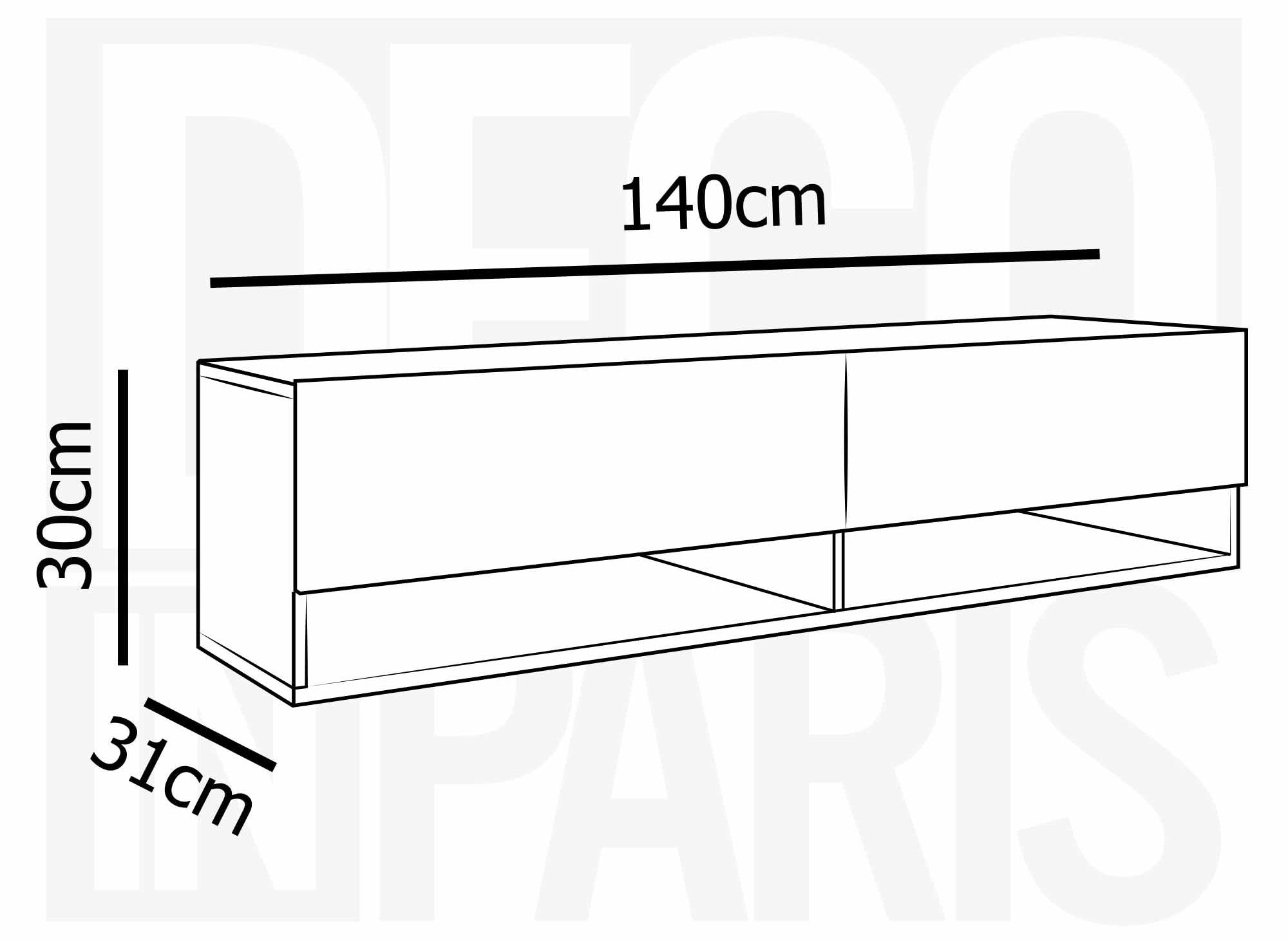 ROMANE XL 2-türiger, 2-nischer, weiß-grauer TV-Wandschrank - 140 cm
