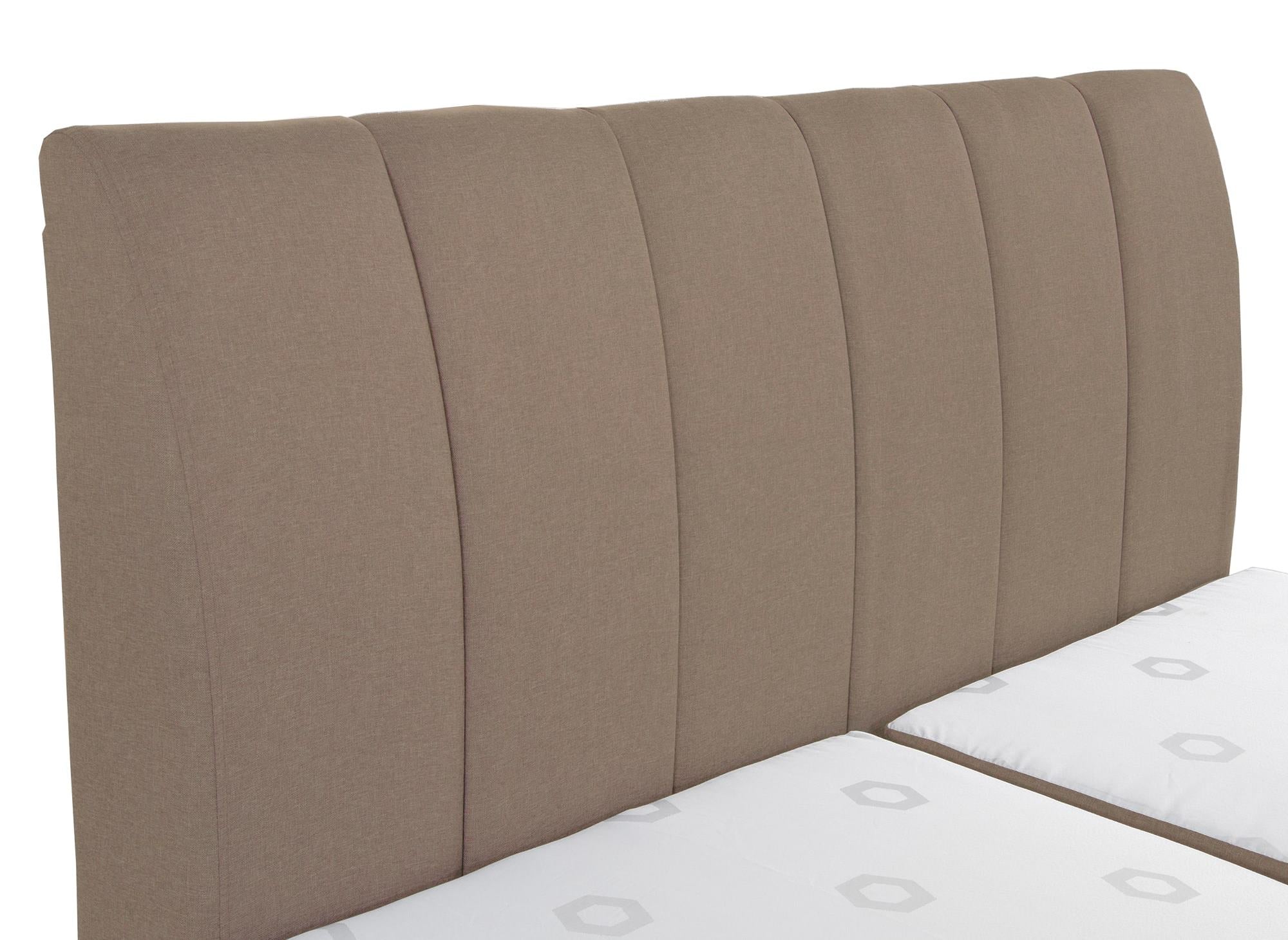 Boxspringbett 160x200 mit Stauraum in mokkabeigem Stoff - VALERIA