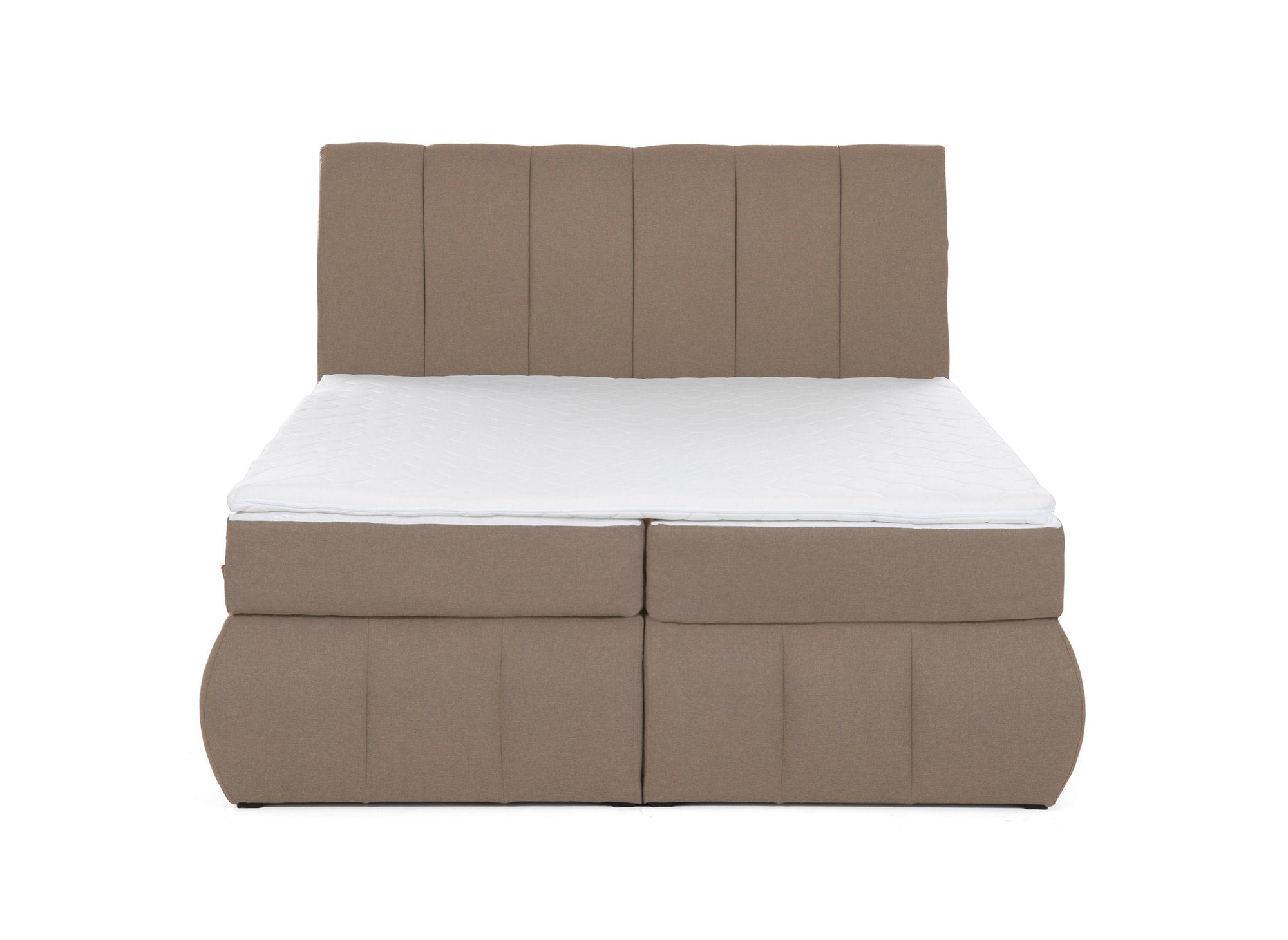 Boxspringbett 160x200 mit Stauraum in mokkabeigem Stoff - VALERIA