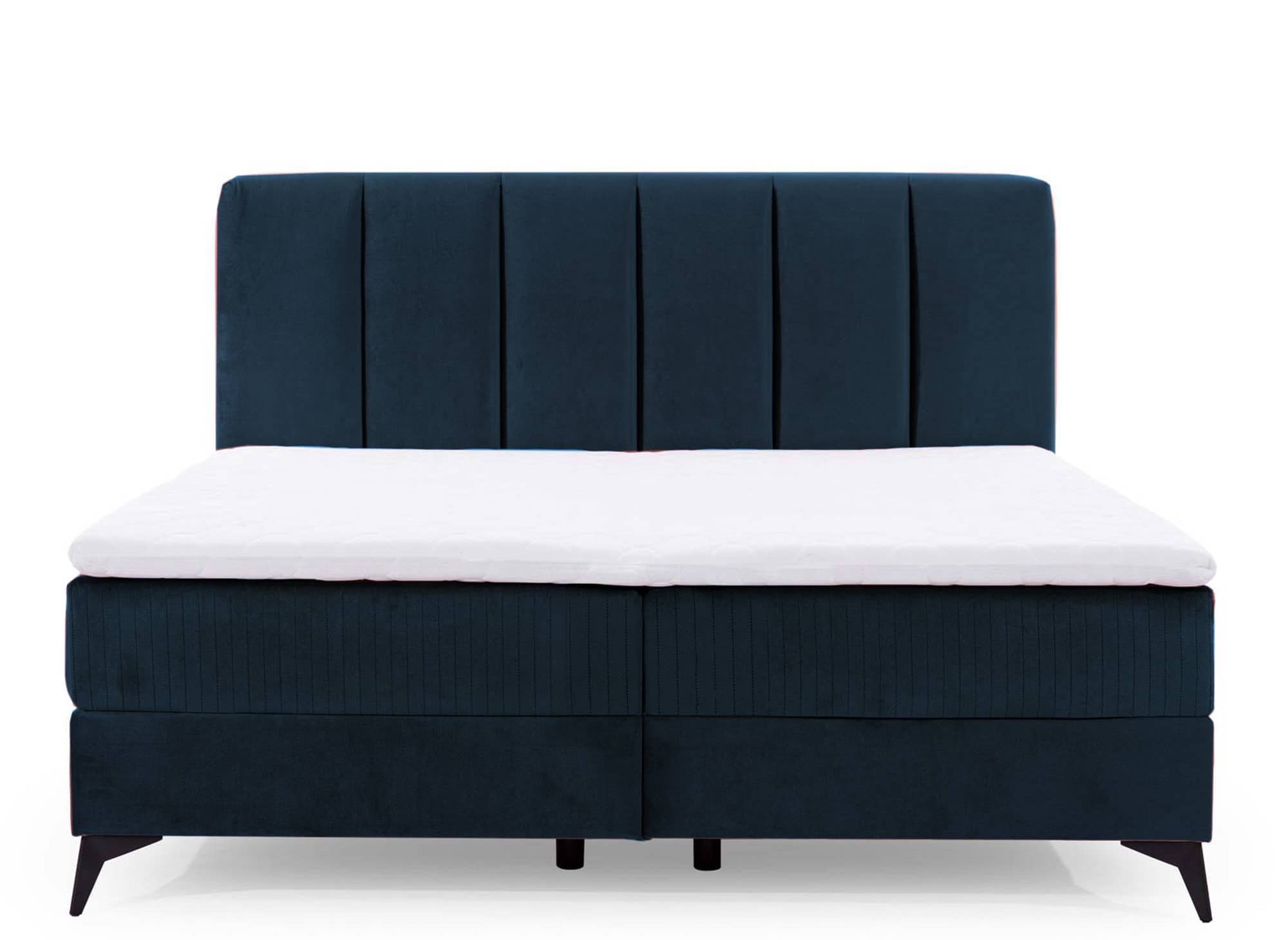 ADELE 160x200 Boxspringbett mit Stauraum in dunkelblauem Samt