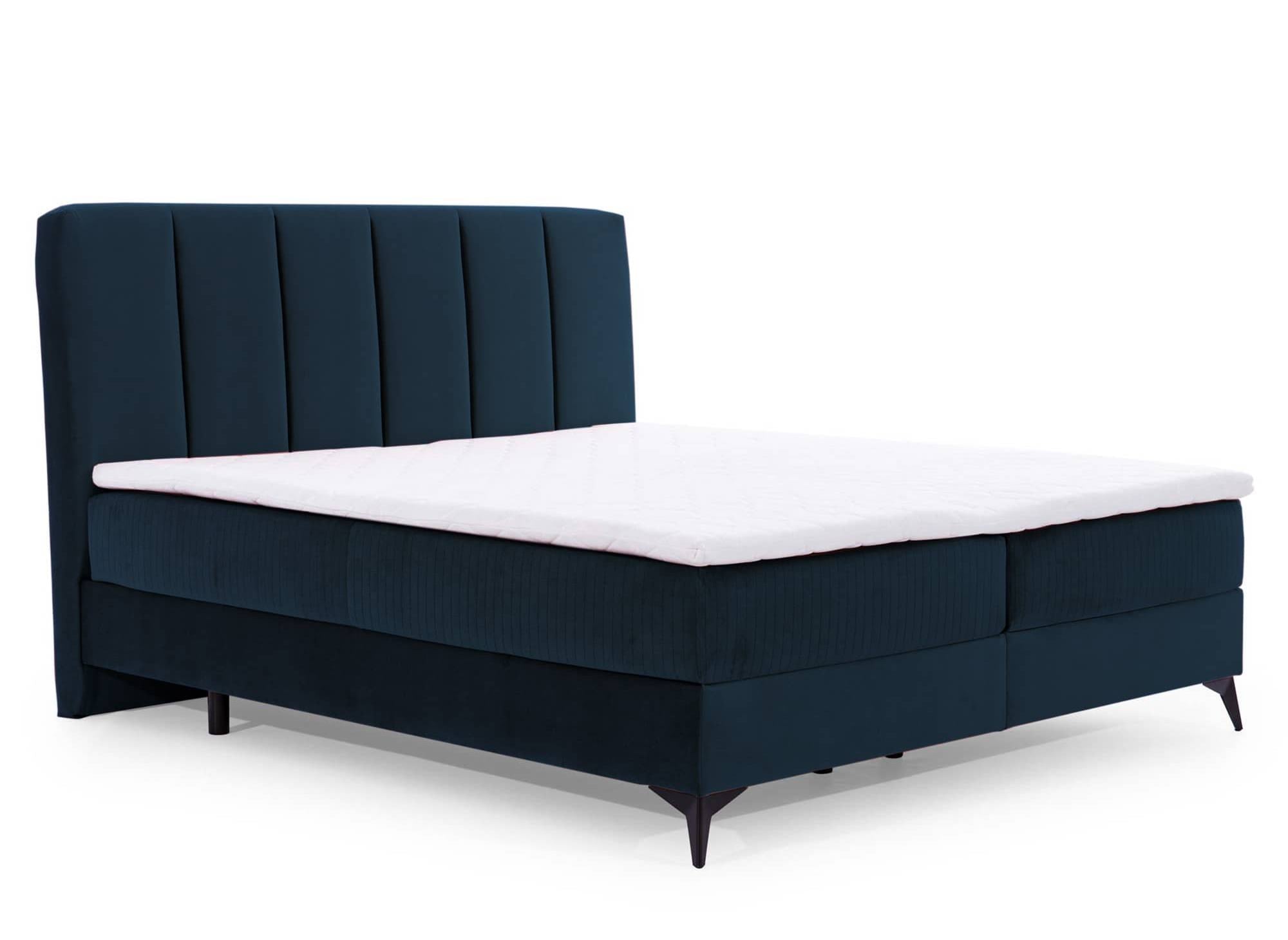 ADELE 160x200 Boxspringbett mit Stauraum in dunkelblauem Samt