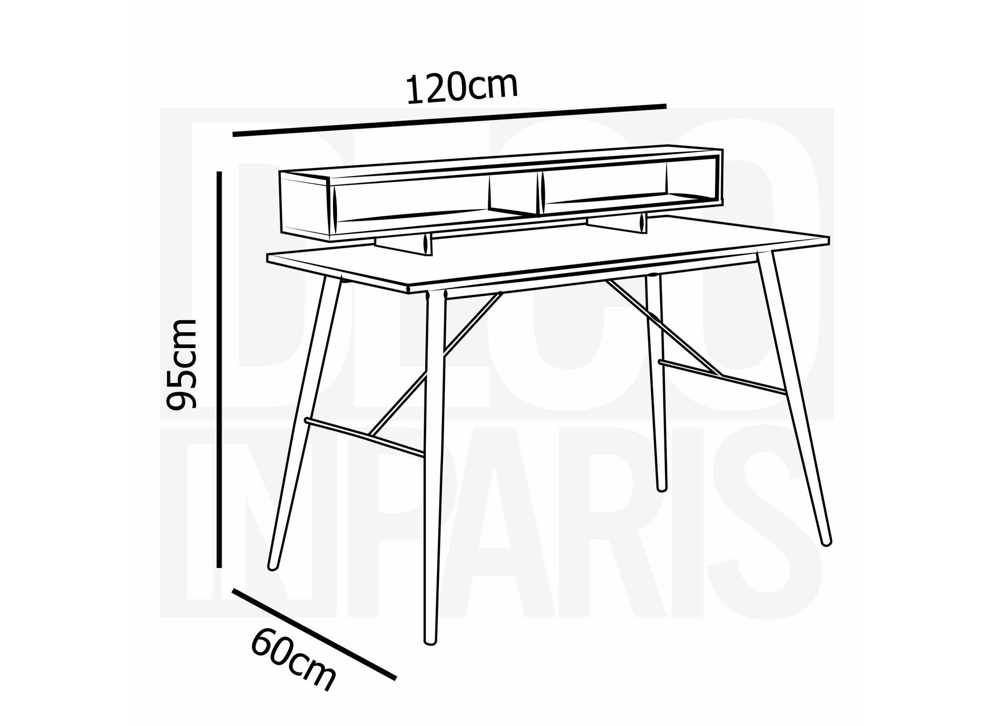 Schreibtisch im Industriestil MARLINE mit Nischen aus Holz und schwarzem Metall
