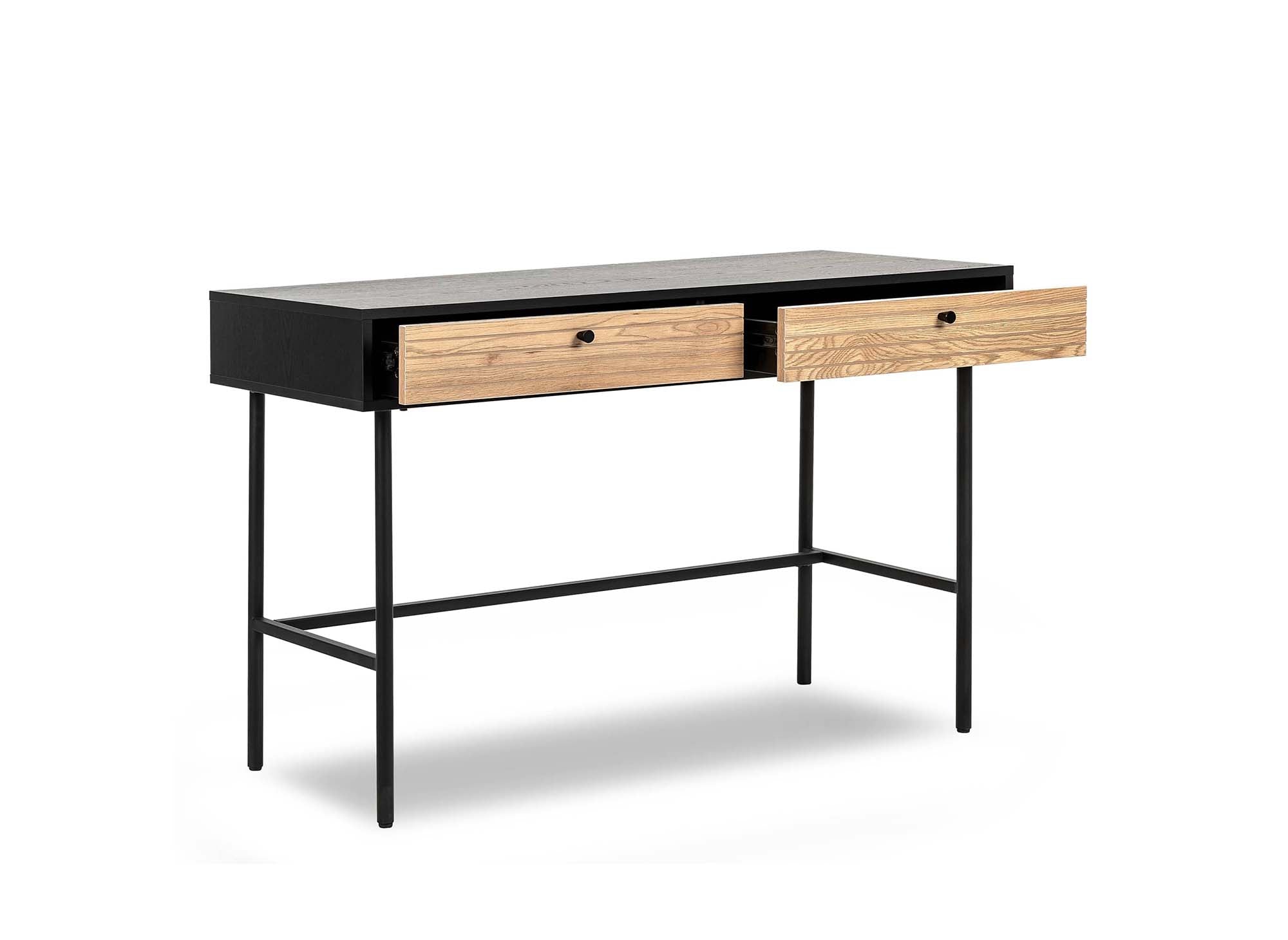 DARYL Schreibtisch mit 2 Schubladen aus Holz und schwarzem Metall