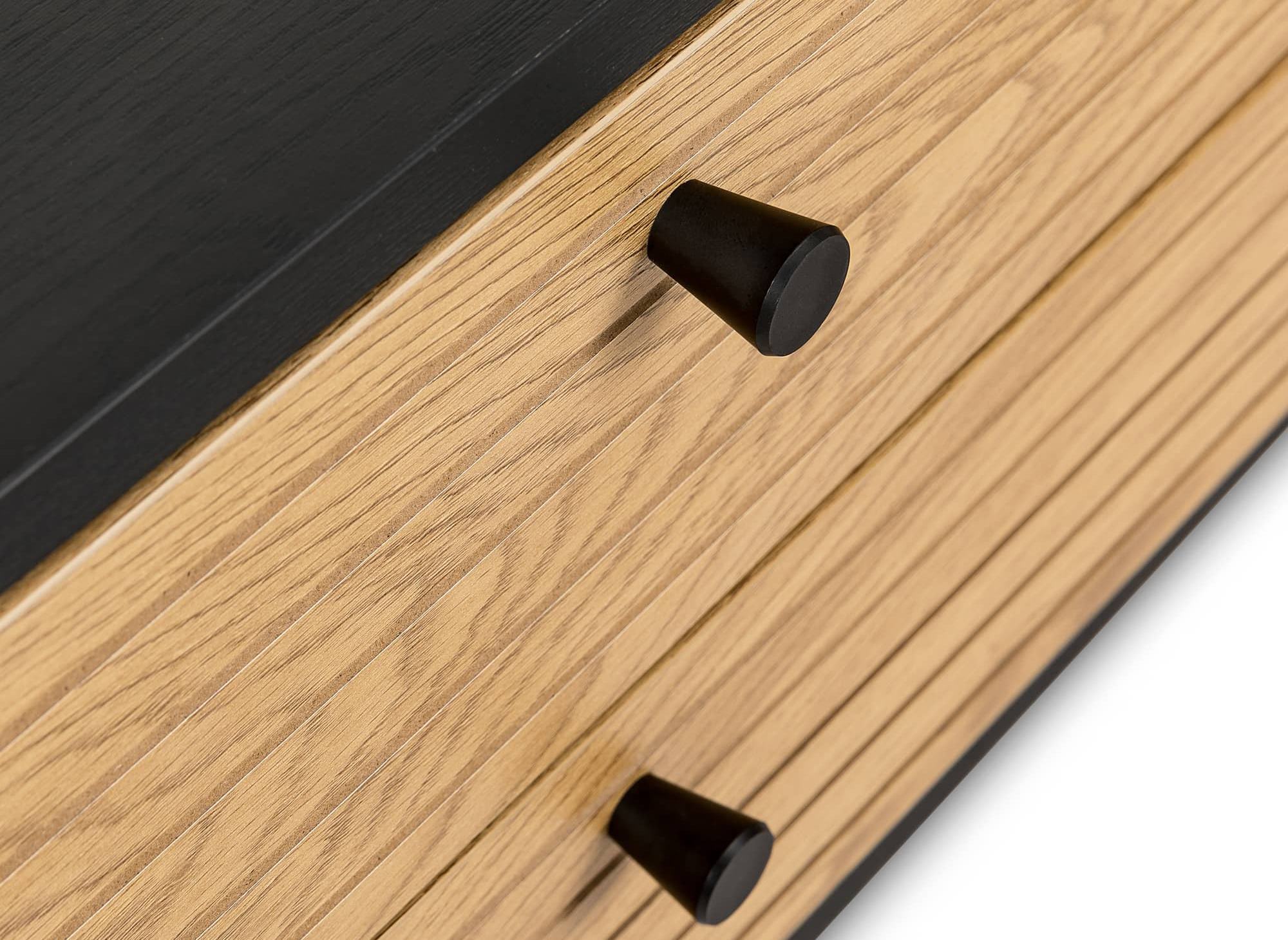 DARYL TV-Schrank mit 2 Schubladen und 1 Tür aus Holz und schwarzem Metall