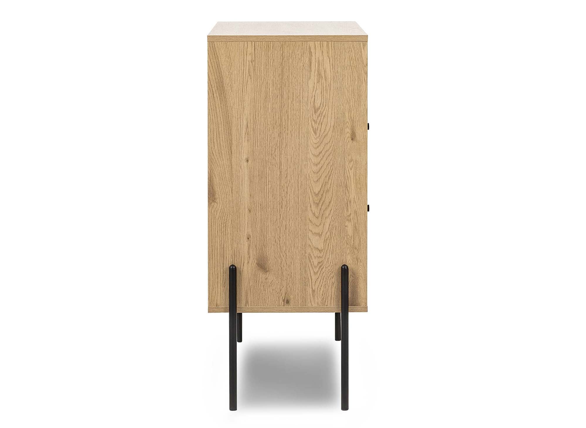 SOHANE Kommode mit 2 Schubladen aus hellem Holz und schwarzem Metall