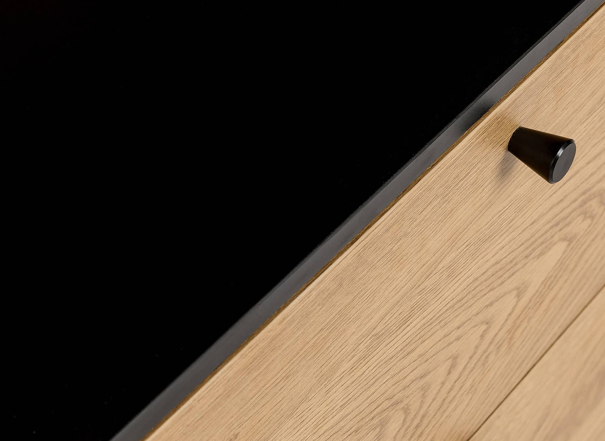 SOHANE Kommode mit 2 Schubladen aus hellem Holz und schwarzem Metall