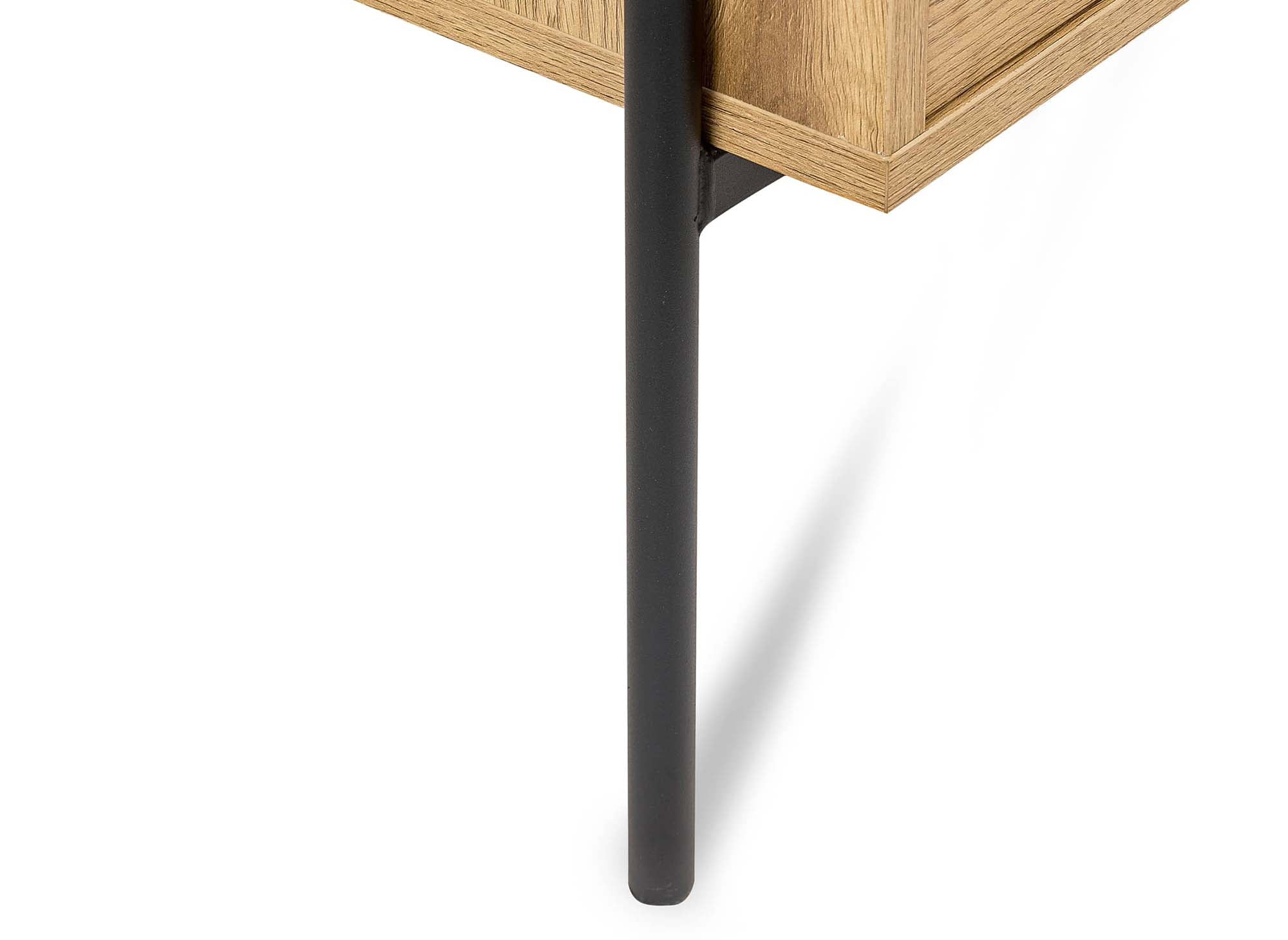 SOHANE Kommode mit 2 Schubladen aus hellem Holz und schwarzem Metall