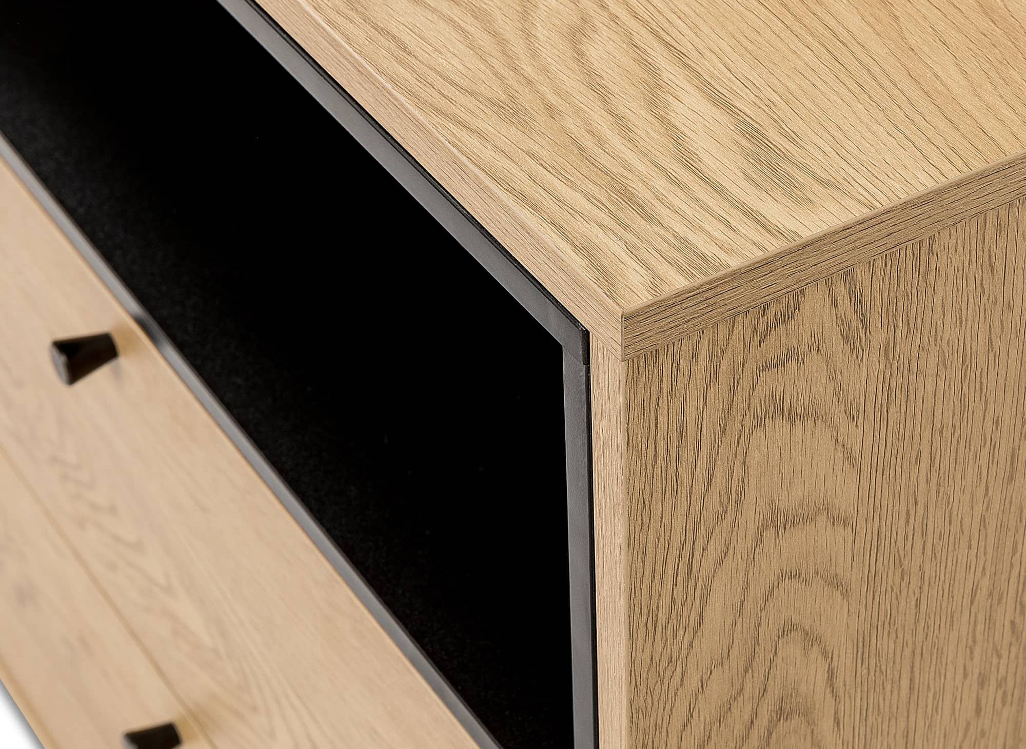SOHANE Kommode mit 2 Schubladen aus hellem Holz und schwarzem Metall